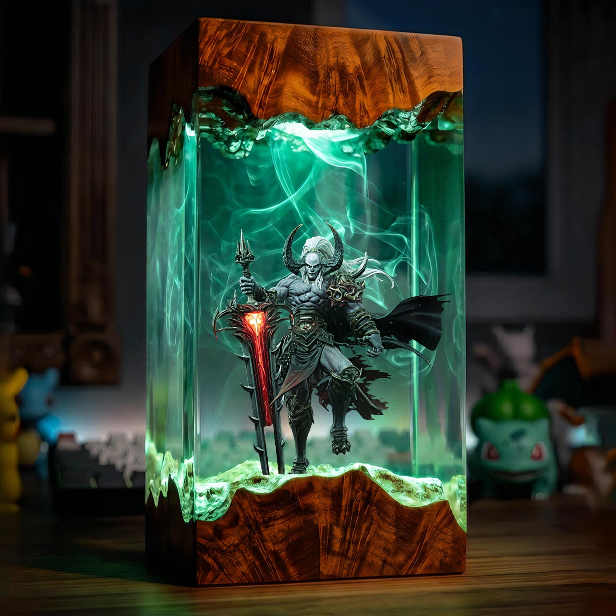 Aatrox Resin Lamp League Of Legends Diorama Night Light Epoxy Wood Craft Lol Game Decor Gamer Gift Collectible Art Piece-3