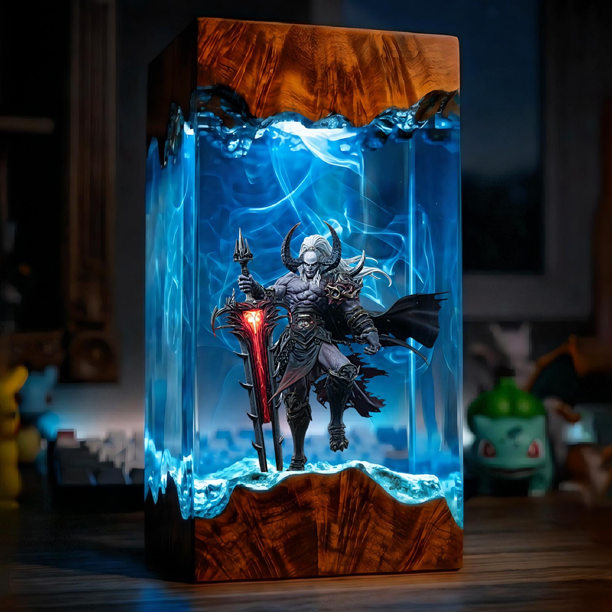 Aatrox Resin Lamp League Of Legends Diorama Night Light Epoxy Wood Craft Lol Game Decor Gamer Gift Collectible Art Piece-4