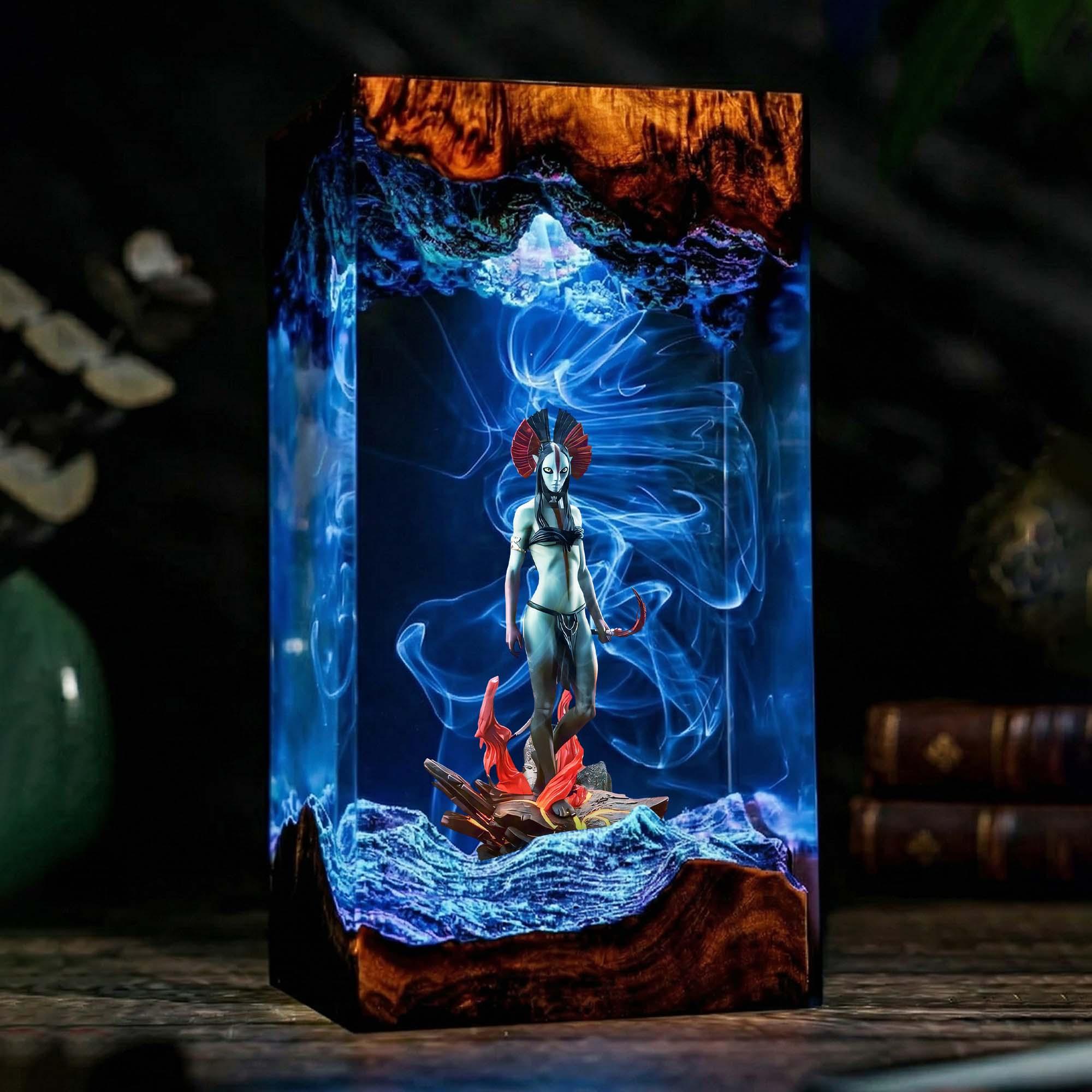 Avatar Resin Lamp Varang Epoxy Diorama Na'vi Night Light Sci-fi Movie Fan Gift Unique Desktop Fantasy Decor Handmade Collectible-1