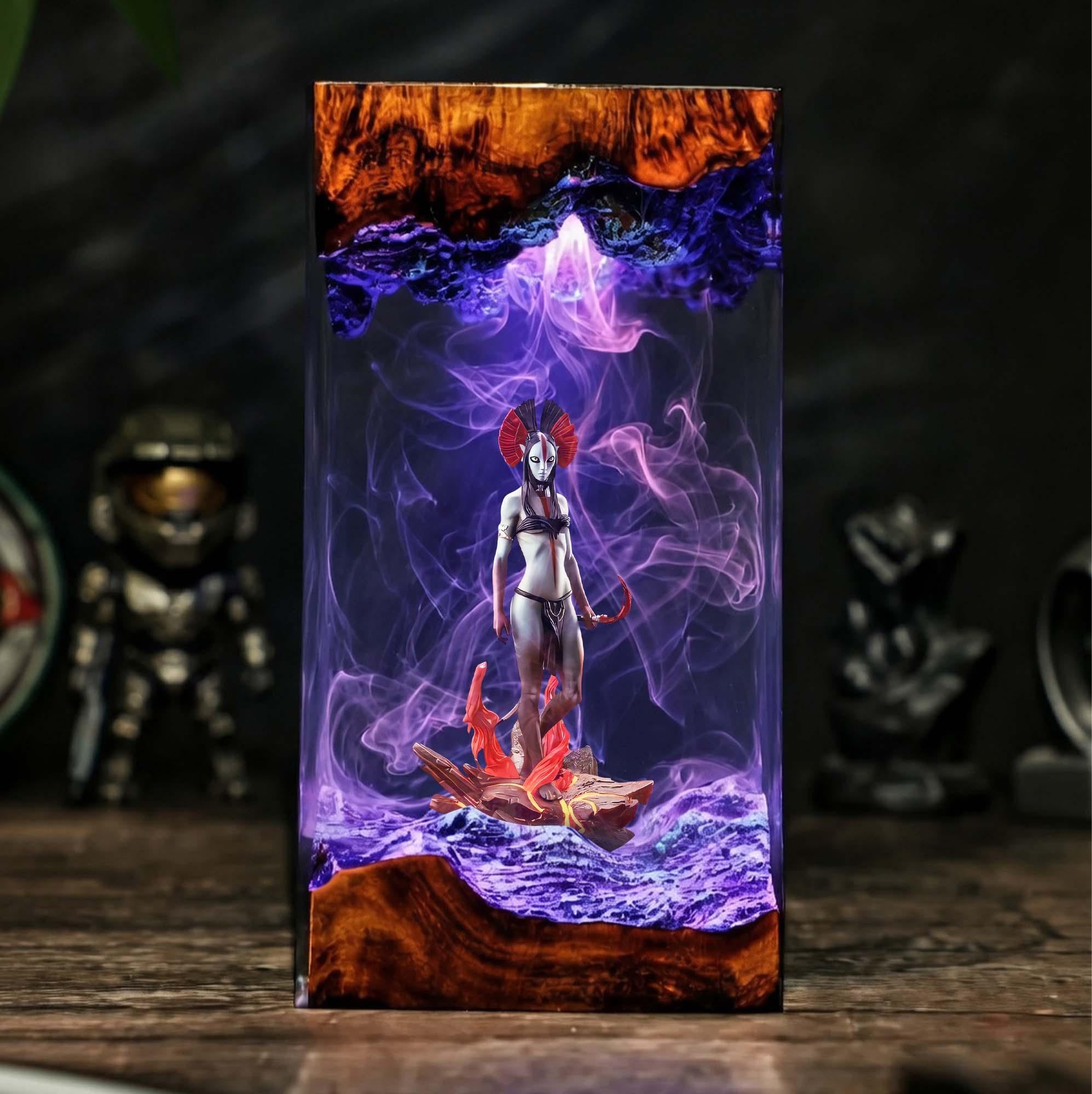Avatar Resin Lamp Varang Epoxy Diorama Na'vi Night Light Sci-fi Movie Fan Gift Unique Desktop Fantasy Decor Handmade Collectible-2