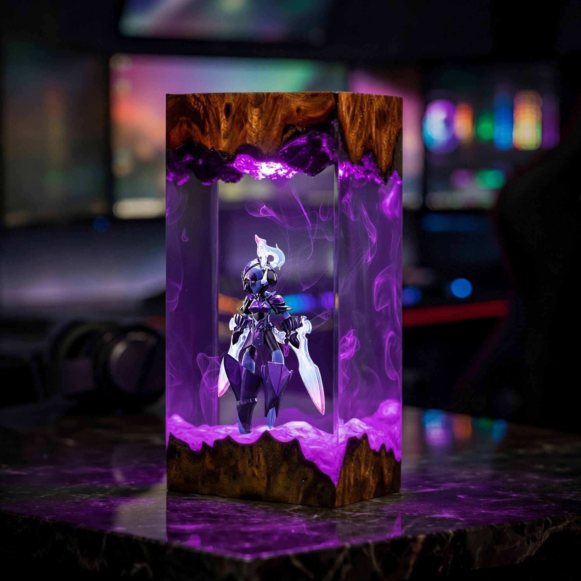 Ceruledge Resin Lamp Pokemon Ghost Diorama Night Light Epoxy Wood Craft Anime Room Decor Gamer Gift Collectible Art Piece-2
