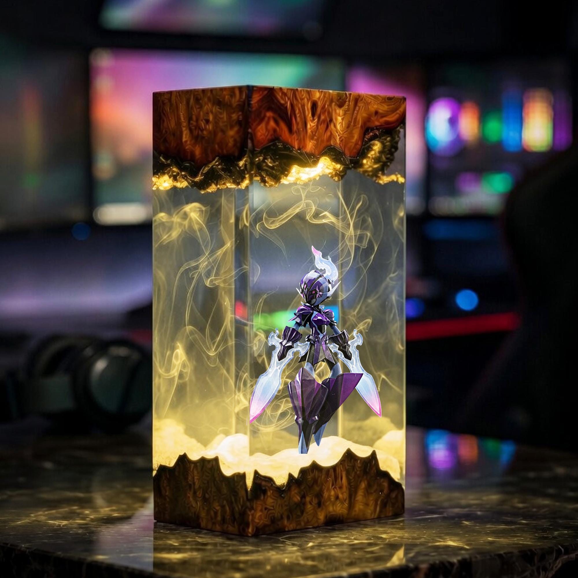 Ceruledge Resin Lamp Pokemon Ghost Diorama Night Light Epoxy Wood Craft Anime Room Decor Gamer Gift Collectible Art Piece-7