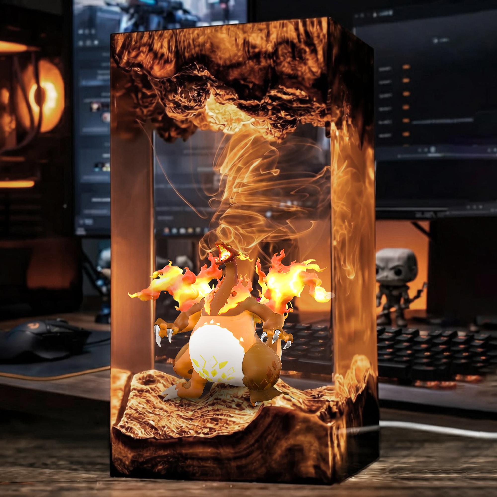 Charizard Resin Lamp Pokemon Epoxy Led Night Light Fire Dragon Desk Decor Anime Gaming Room Lamp Gamer Gift Gaming Decor Desk Lam-1