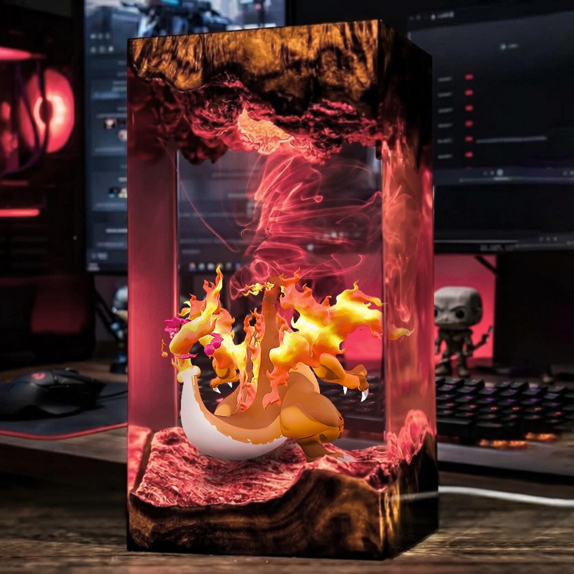 Charizard Resin Lamp Pokemon Epoxy Led Night Light Fire Dragon Desk Decor Anime Gaming Room Lamp Gamer Gift Gaming Decor Desk Lam-3