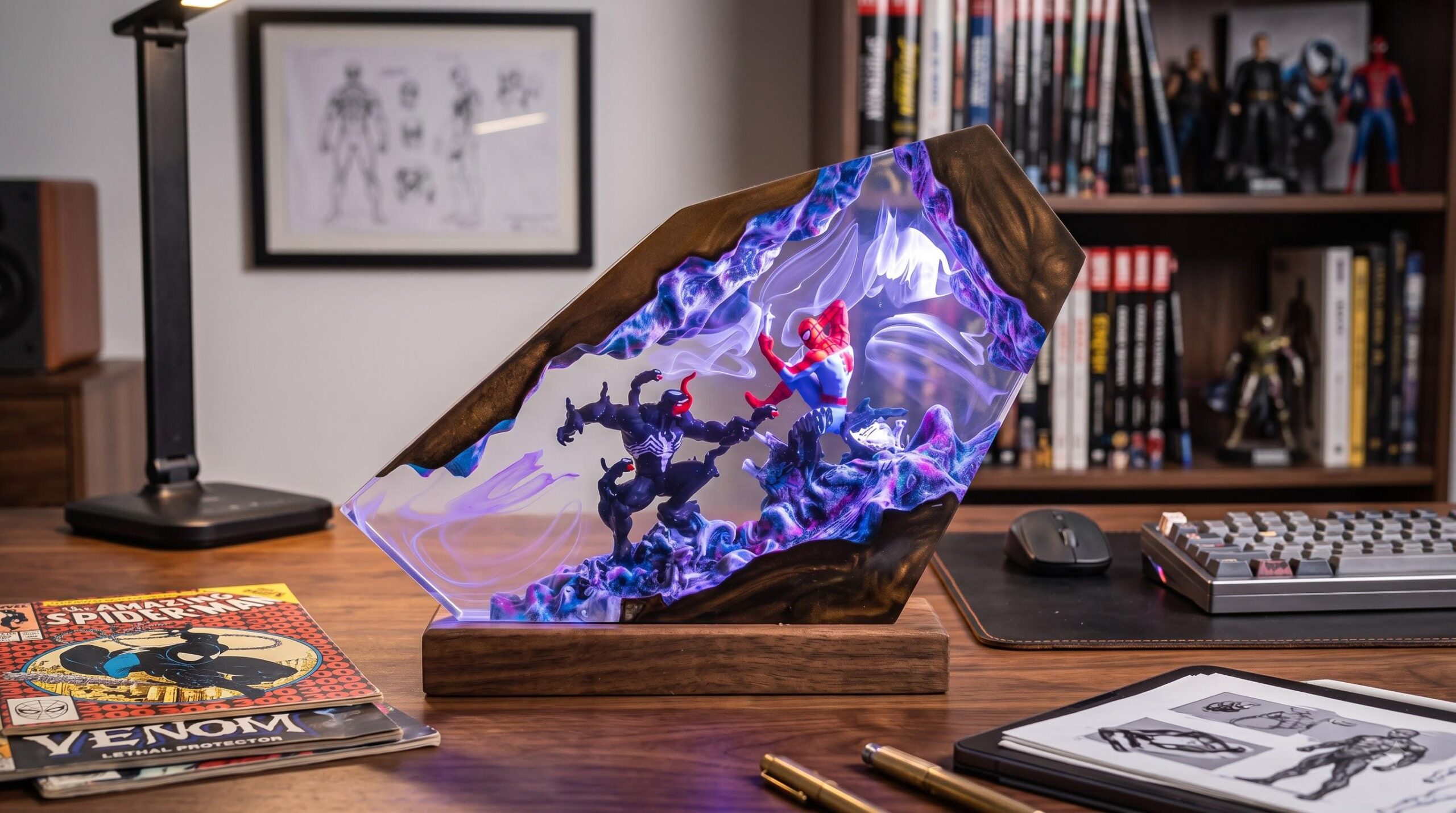 Custom Superhero Resin Lamp Symbiote Night Light Handmade Epoxy Desk Lamp Gamer Room Decor Unique Gift For Himchristmas Gifts-1