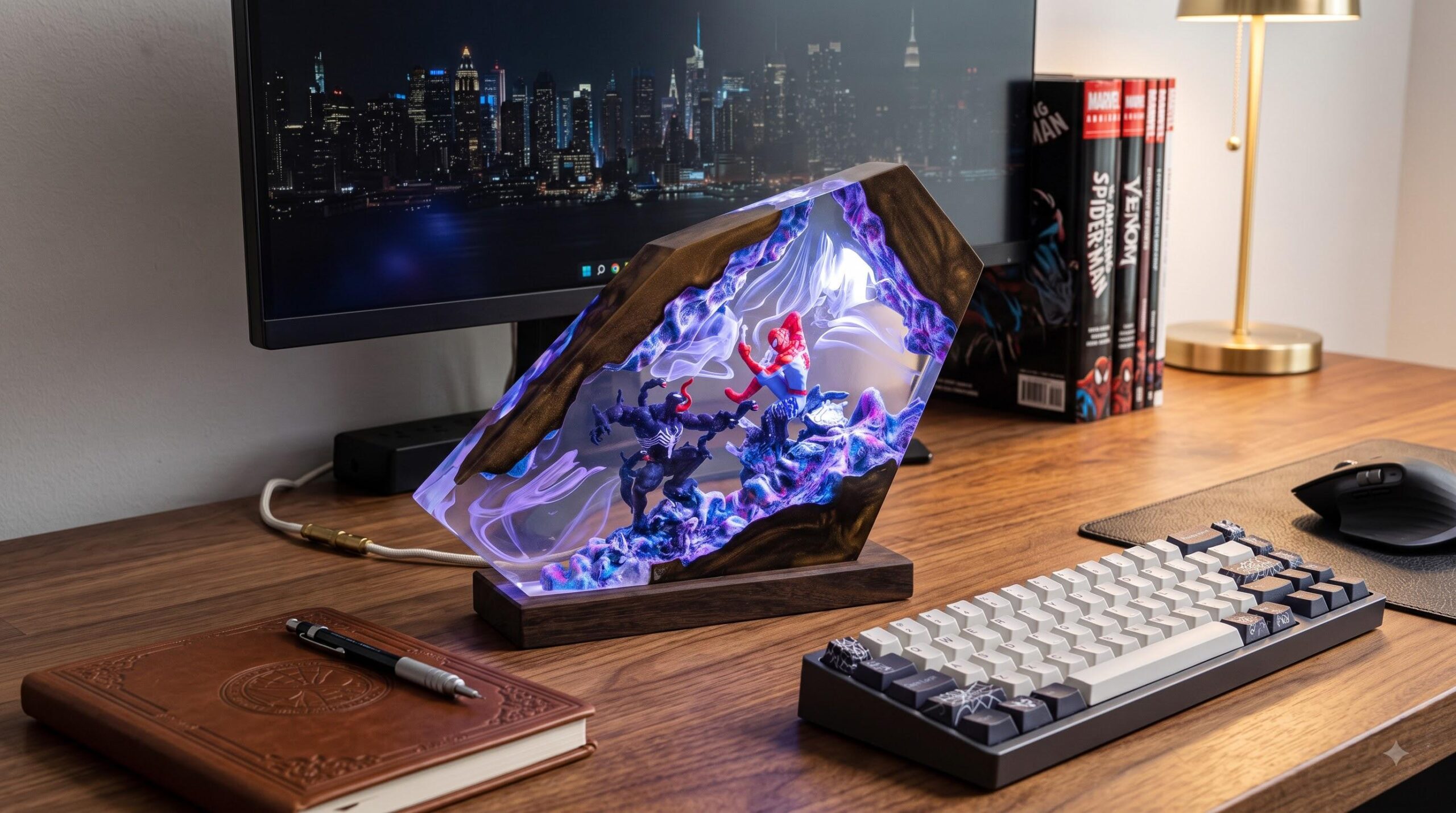 Custom Superhero Resin Lamp Symbiote Night Light Handmade Epoxy Desk Lamp Gamer Room Decor Unique Gift For Himchristmas Gifts-2