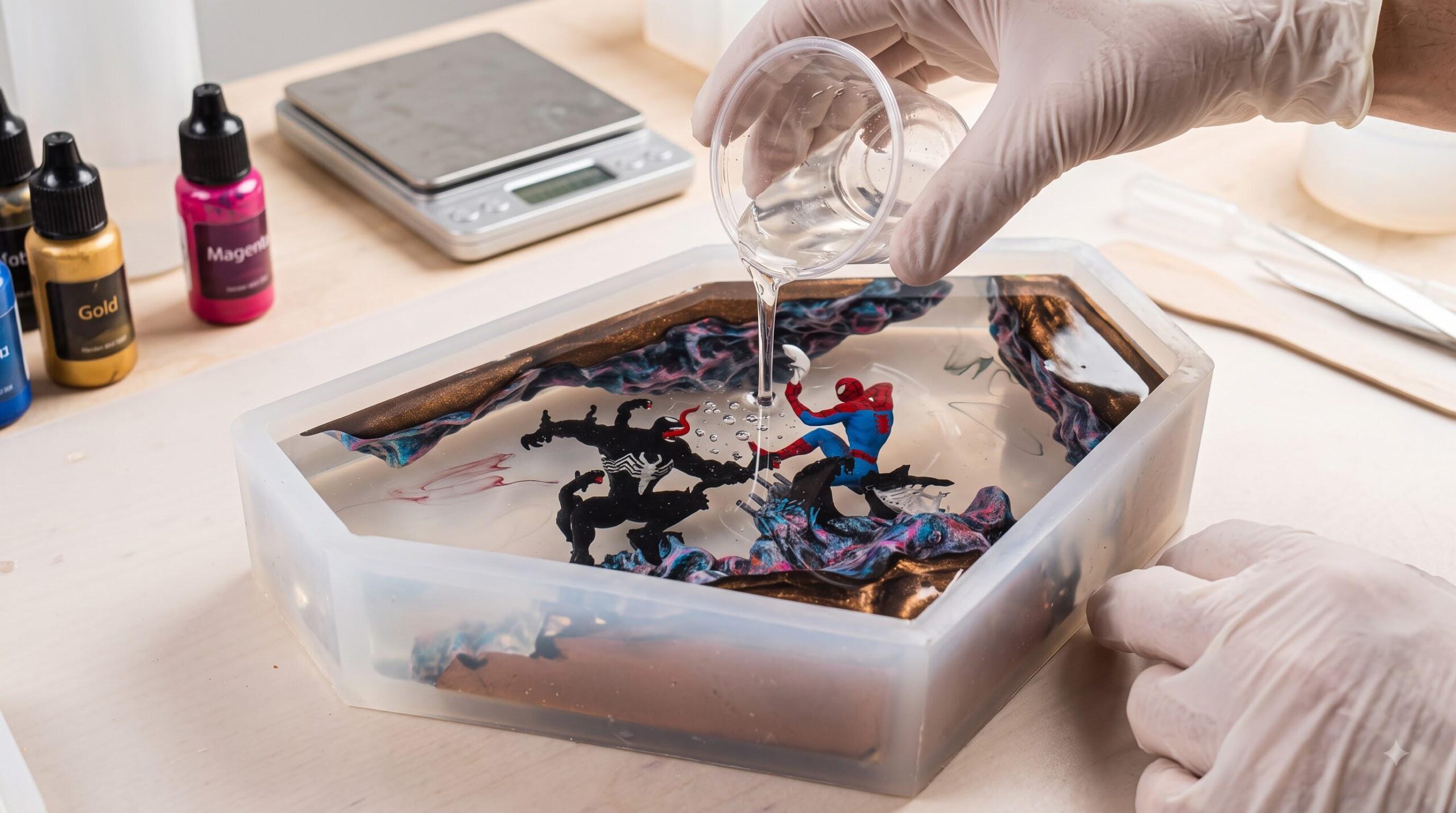 Custom Superhero Resin Lamp Symbiote Night Light Handmade Epoxy Desk Lamp Gamer Room Decor Unique Gift For Himchristmas Gifts-6