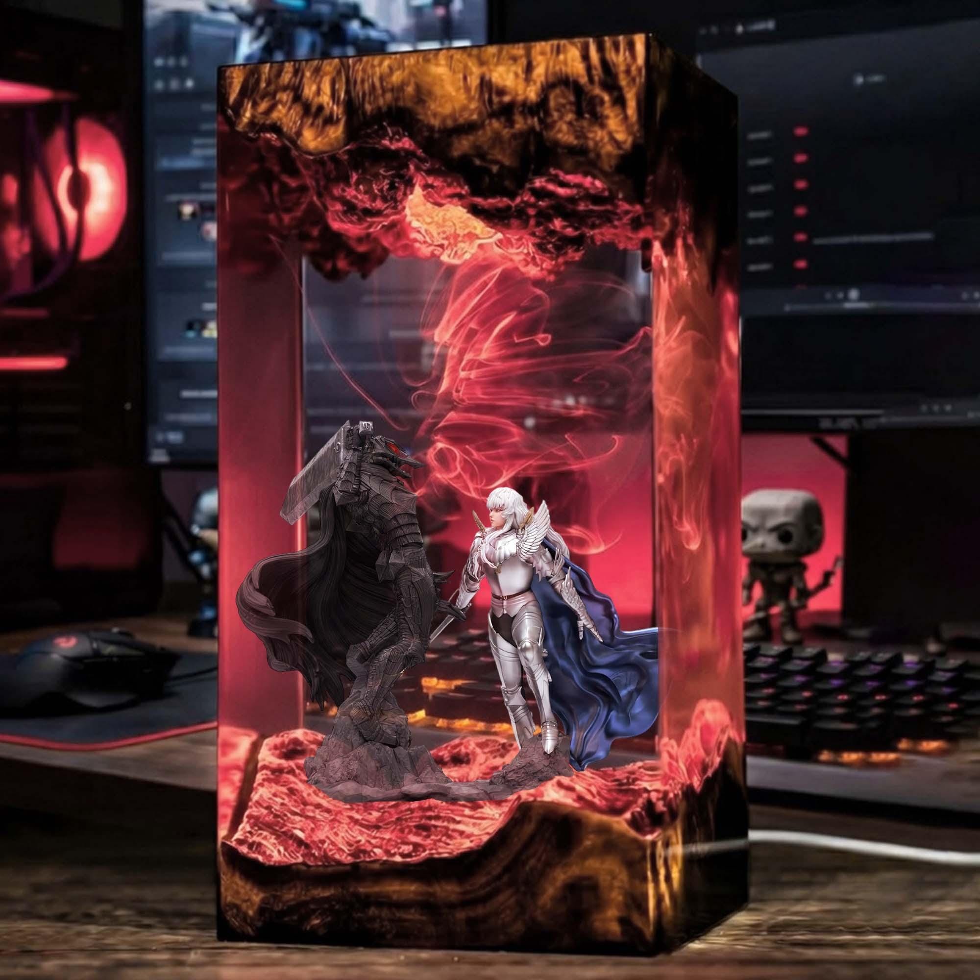 Dark Fantasy Resin Lamp Custom Night Light Epoxy Diorama Lamp Resin Wood Lamp Gift For Him Gaming Decor Gift Fan Anime-3
