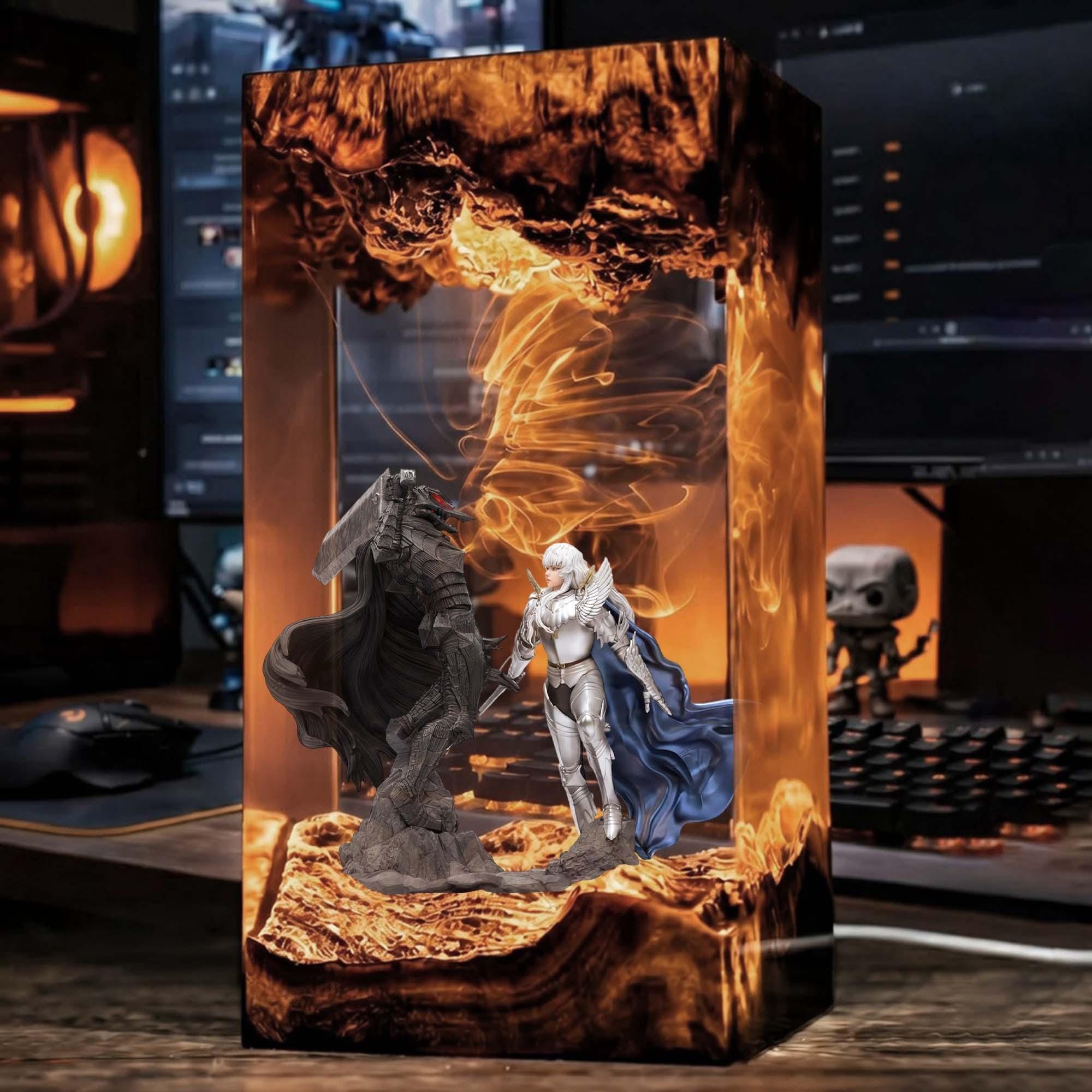 Dark Fantasy Resin Lamp Custom Night Light Epoxy Diorama Lamp Resin Wood Lamp Gift For Him Gaming Decor Gift Fan Anime-4