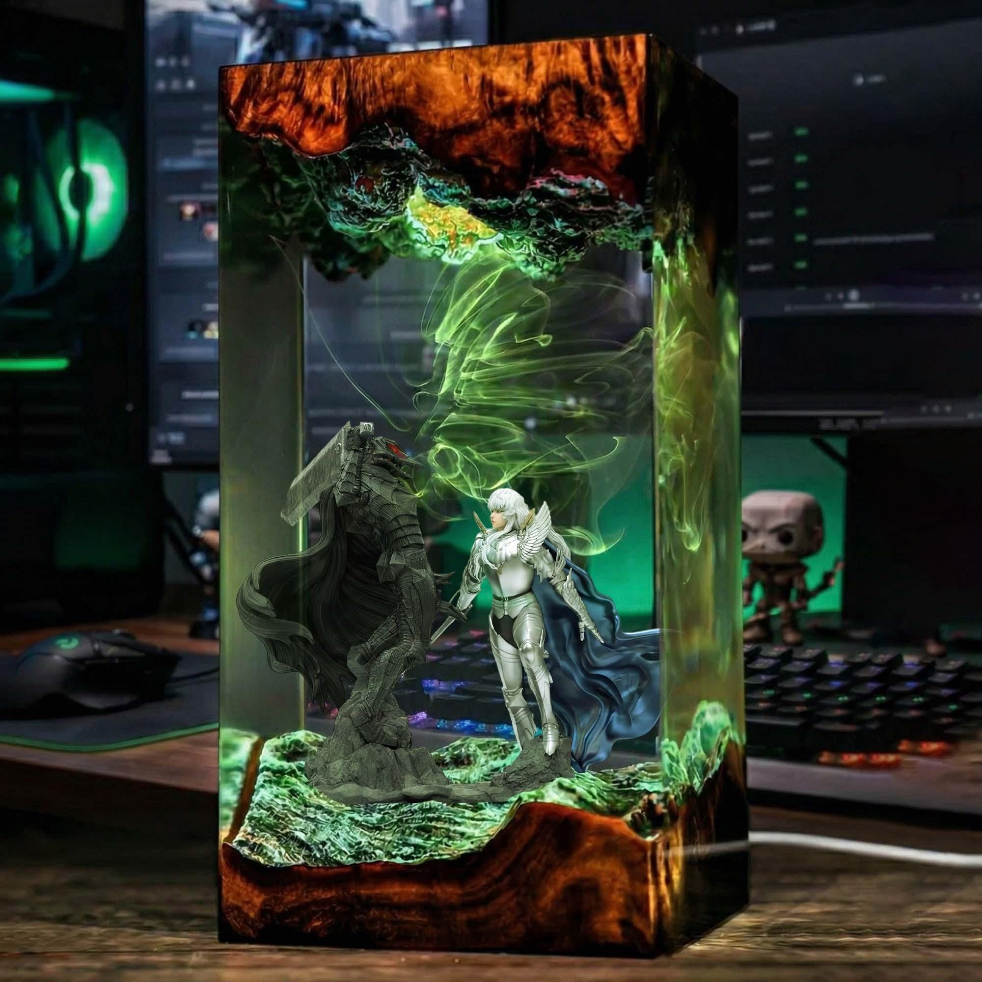 Dark Fantasy Resin Lamp Custom Night Light Epoxy Diorama Lamp Resin Wood Lamp Gift For Him Gaming Decor Gift Fan Anime-5