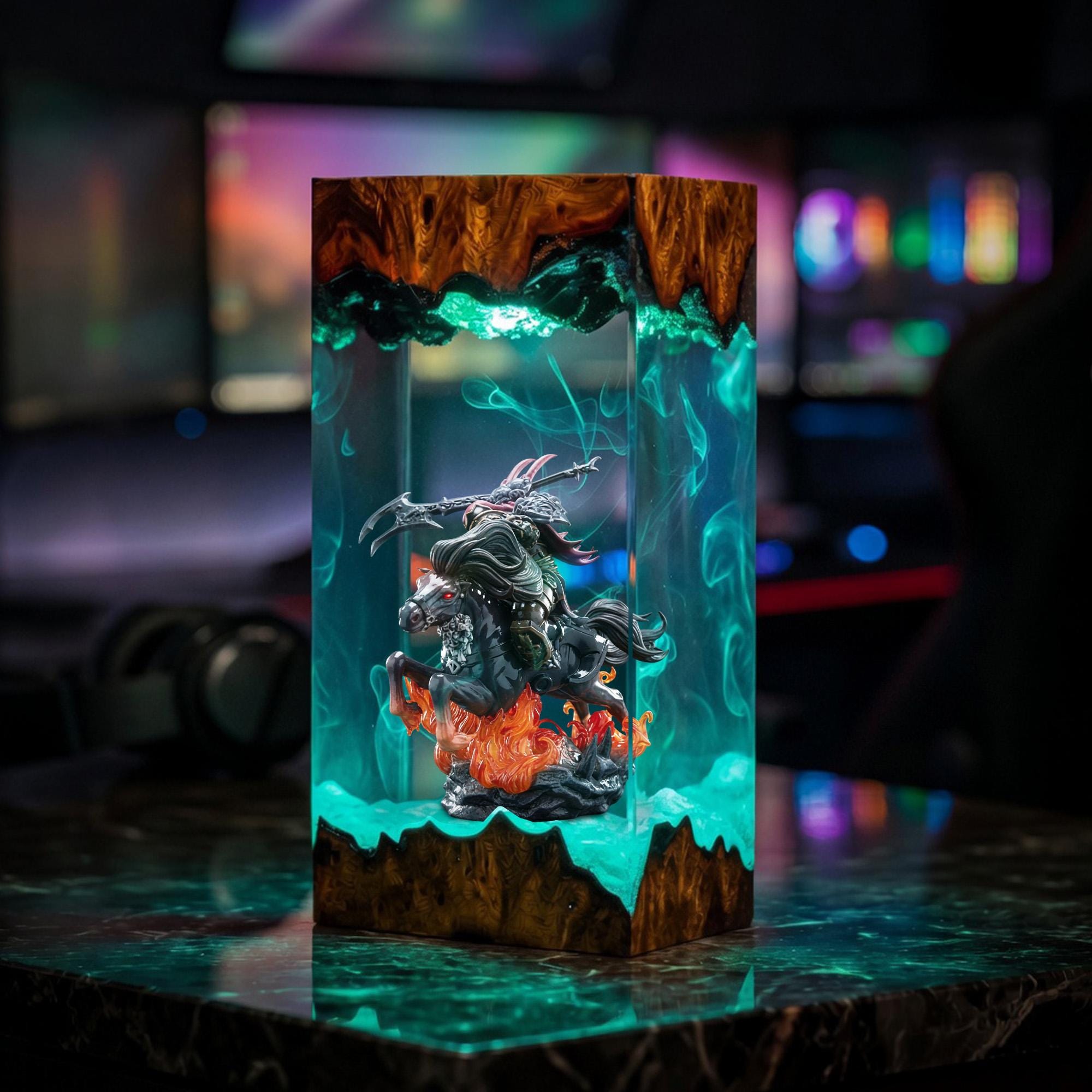 Darksiders Resin Lamp Game Diorama Light Epoxy Wood Night Light Gaming Decor Gamer Gift Handmade Collectible Art-4