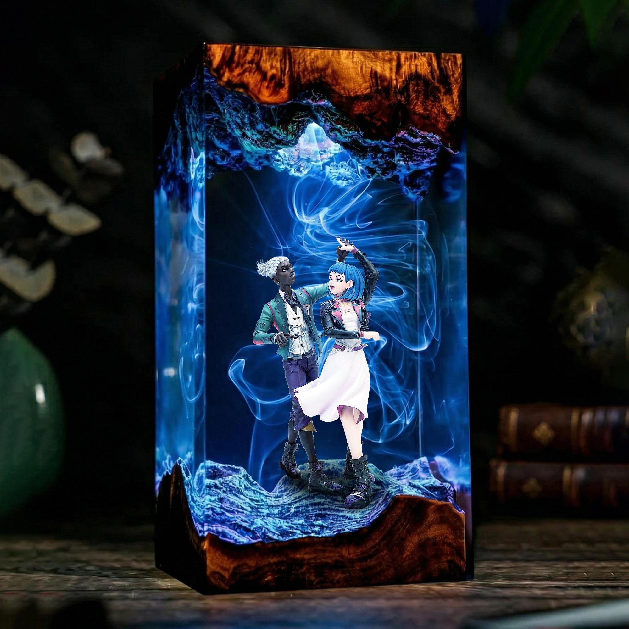 Ekko Jinx Resin Lamp Arcane Diorama Night Light League Of Legends Epoxy Lamp Gaming Decor Gamer Gift Handmade Collectible Art-2