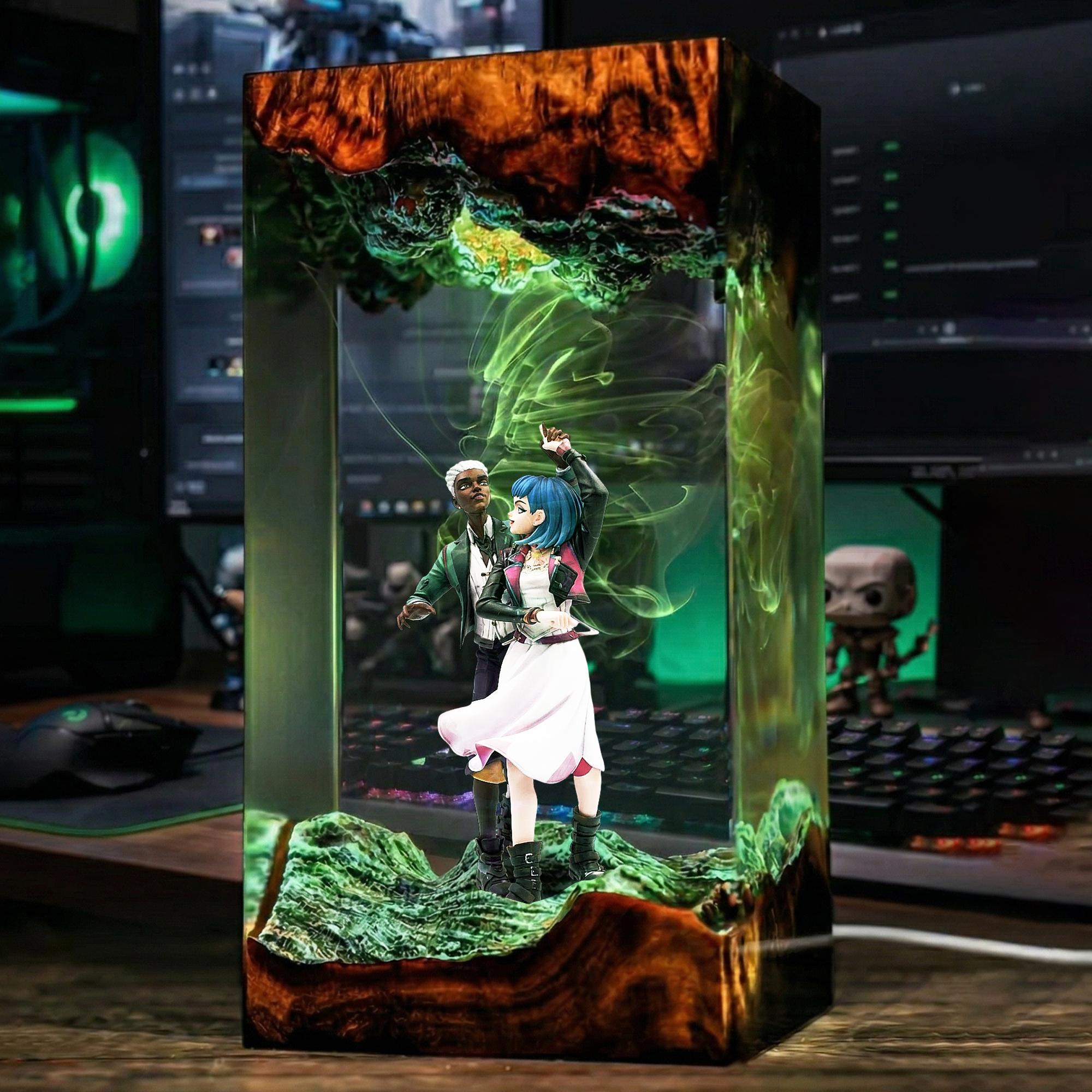 Ekko Jinx Resin Lamp Arcane Diorama Night Light League Of Legends Epoxy Lamp Gaming Decor Gamer Gift Handmade Collectible Art-4