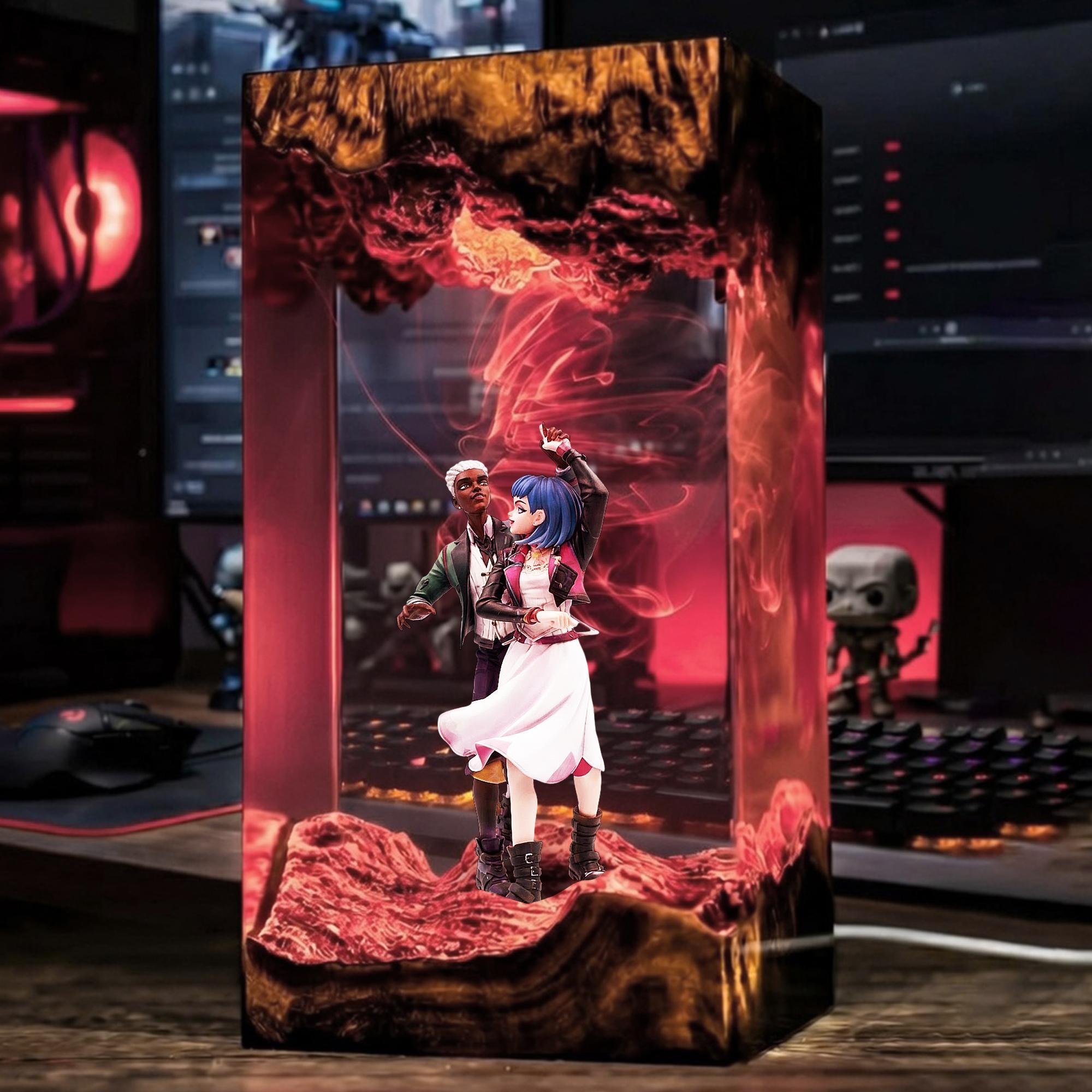 Ekko Jinx Resin Lamp Arcane Diorama Night Light League Of Legends Epoxy Lamp Gaming Decor Gamer Gift Handmade Collectible Art-5