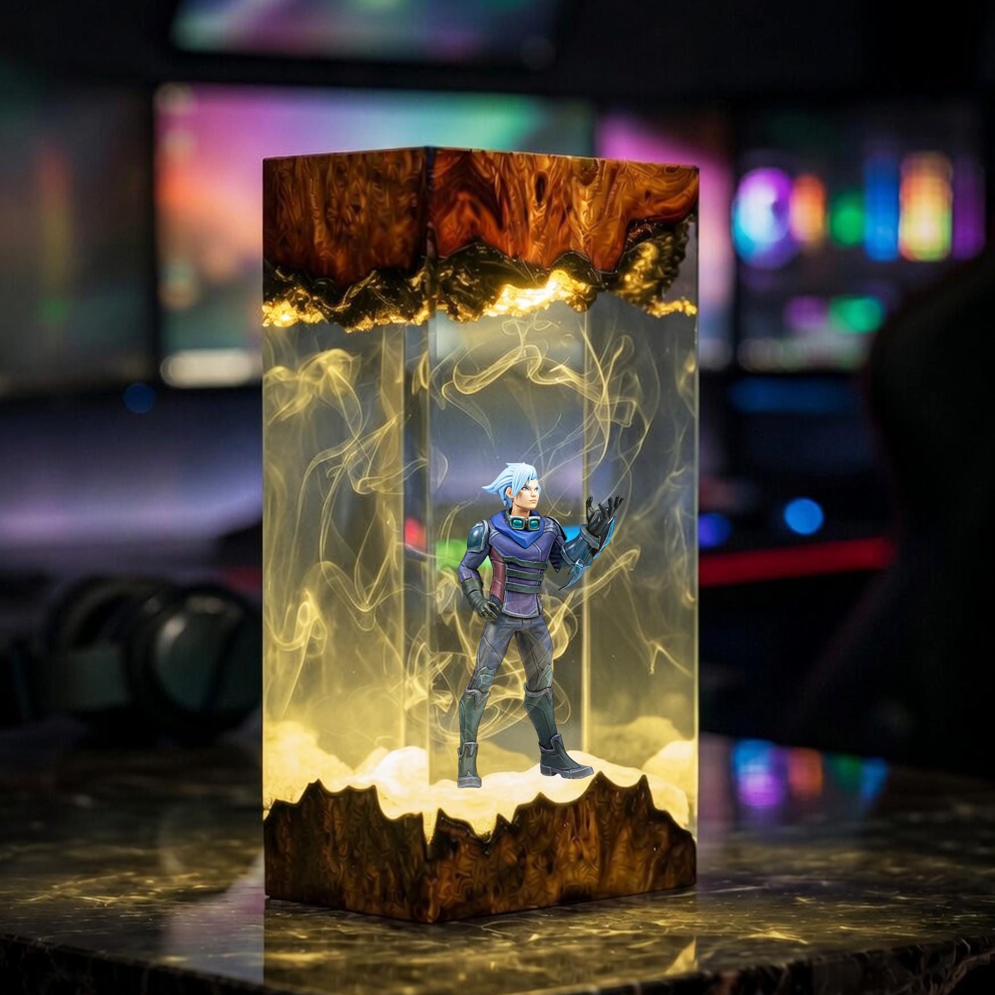 Ezreal Resin Lamp League Of Legends Diorama Light Lol Epoxy Lamp Gaming Room Decor Gamer Gift Handmade Unique Collectible Art-6