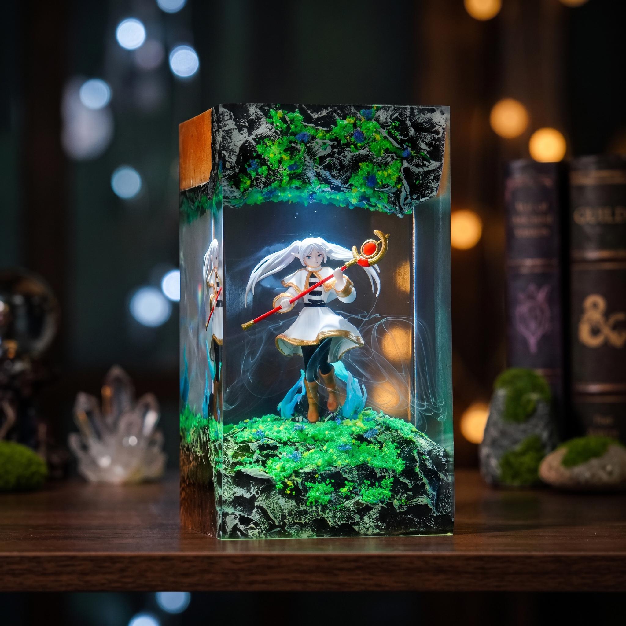 Fantasy Elf Resin Lamp Anime Inspired Epoxy Night Light Table Lamp Room Decor Gift For Her Personalized Anime Gift-1