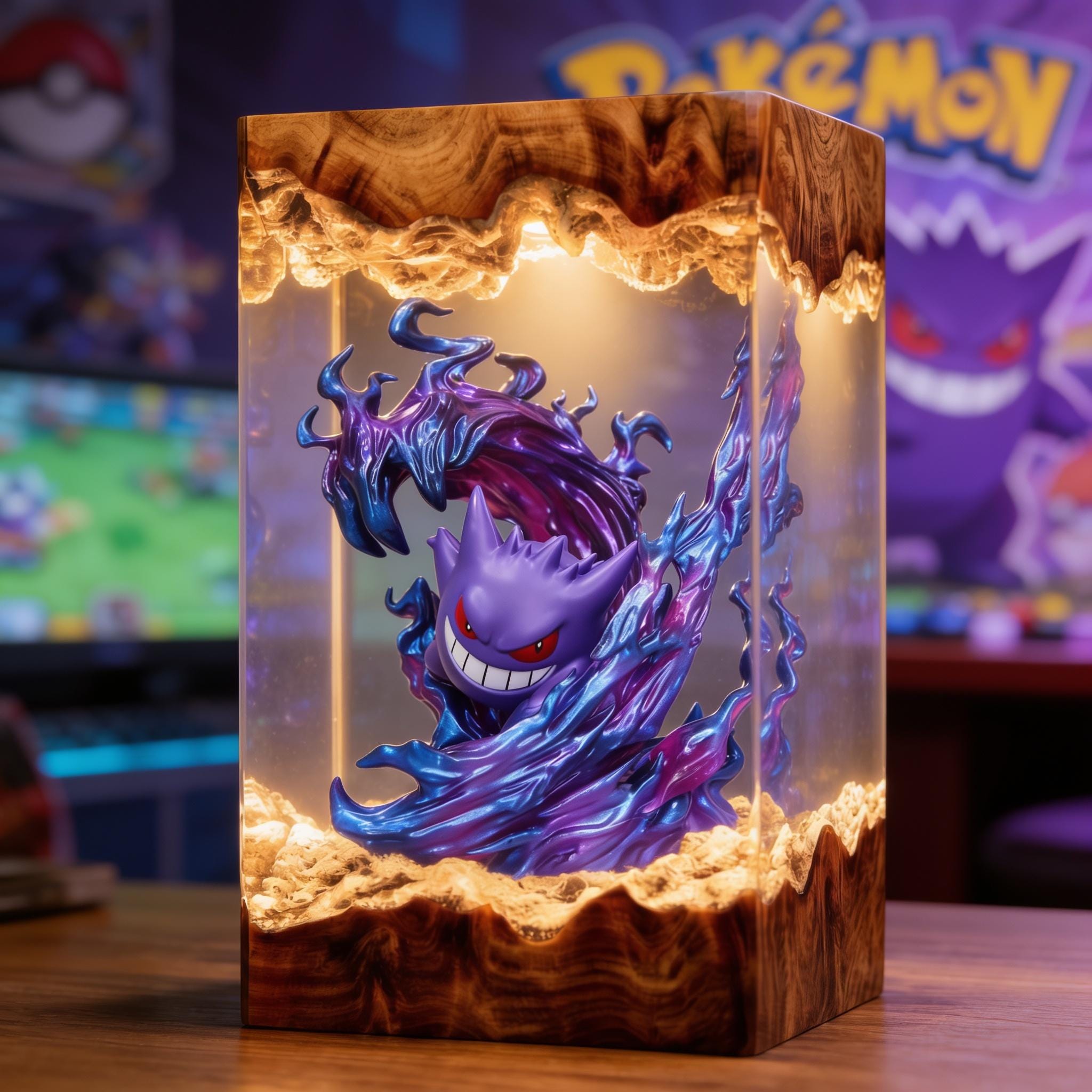 Gengar Evolution Resin Lamp Pokemon Ghost Night Light Gastly Haunter Gengar Lamp Gengar Figure Birthday Gift Halloween Gift-4