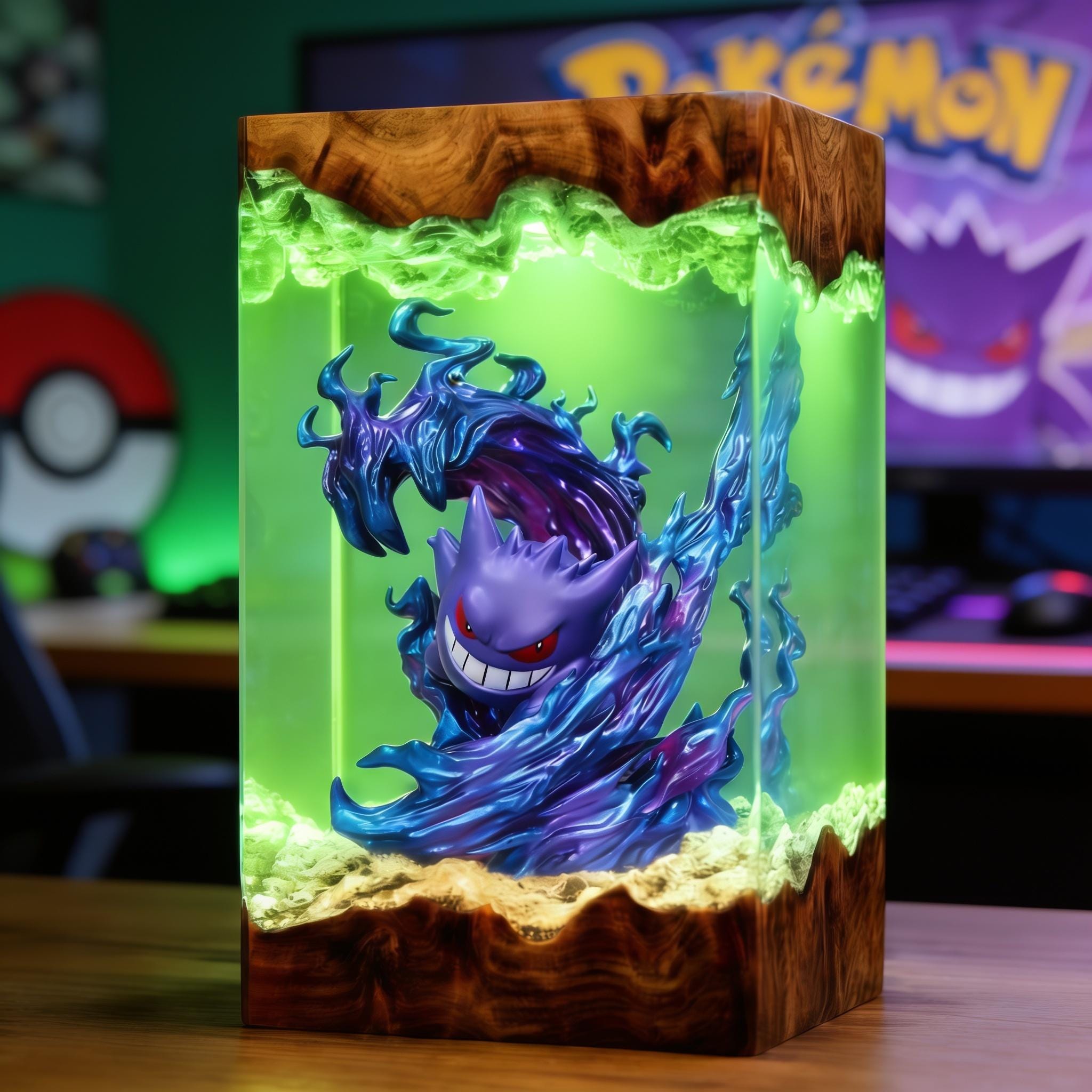 Gengar Evolution Resin Lamp Pokemon Ghost Night Light Gastly Haunter Gengar Lamp Gengar Figure Birthday Gift Halloween Gift-6