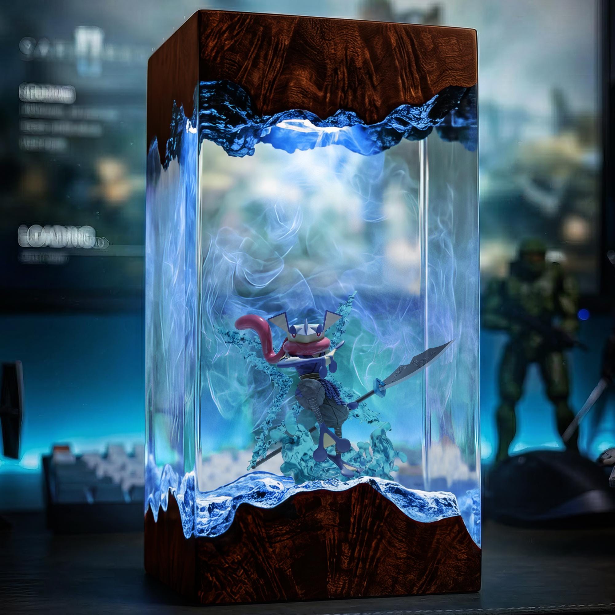 Greninja Resin Lamp Poke Epoxy Wood Lamp Anime Birthday Epoxy Night Light Custom Lamp Bedside Lamp Desk Lamp Table Lamp-1