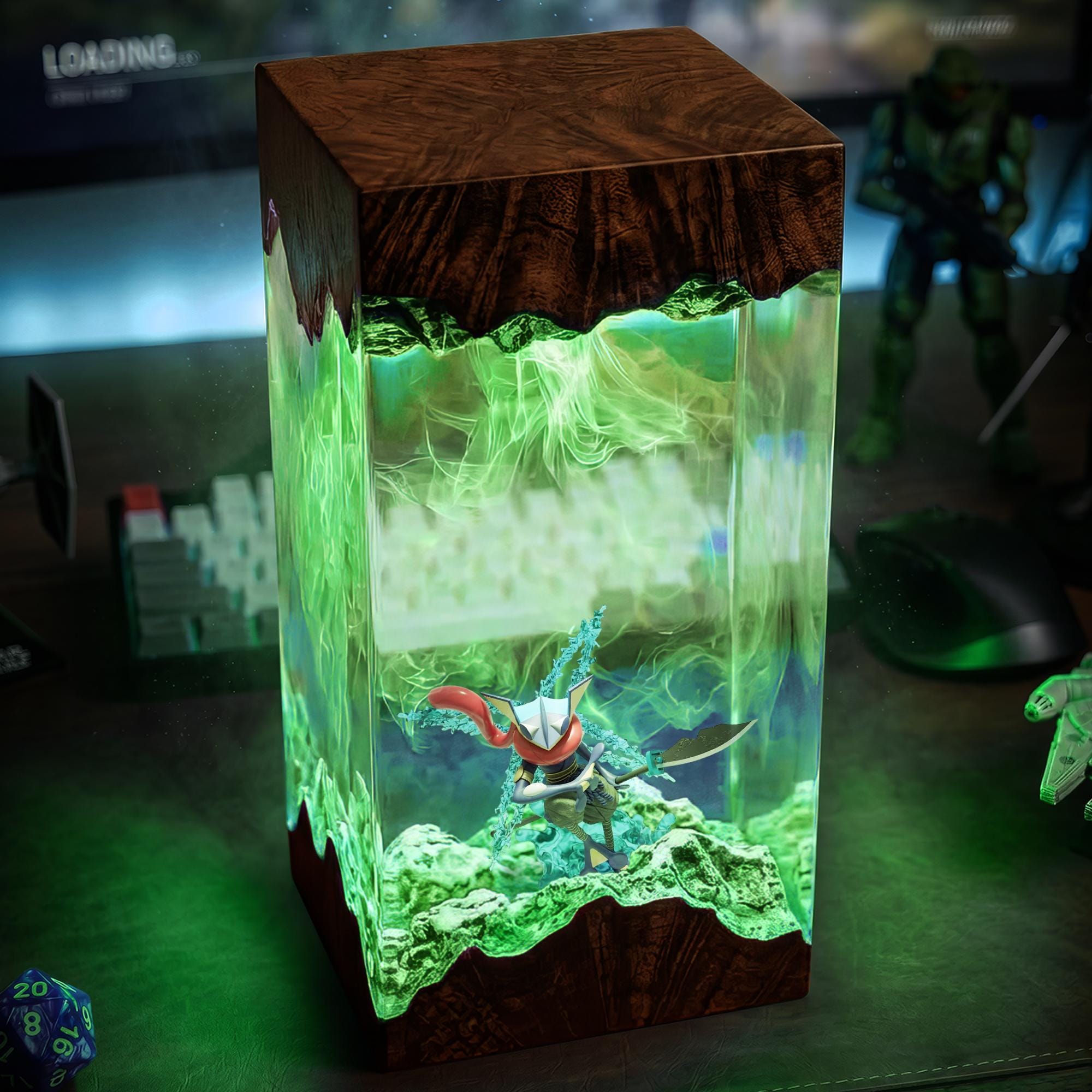 Greninja Resin Lamp Poke Epoxy Wood Lamp Anime Birthday Epoxy Night Light Custom Lamp Bedside Lamp Desk Lamp Table Lamp-7