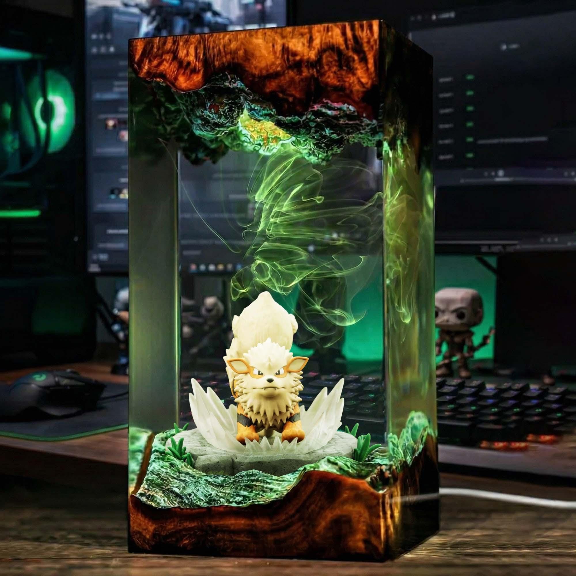 Growlithe Resin Lamp Pokemon Gift Pokemon Starter Lamp Epoxy Night Light Custom Epoxy Diorama Desk Lamp Table Lamp-6