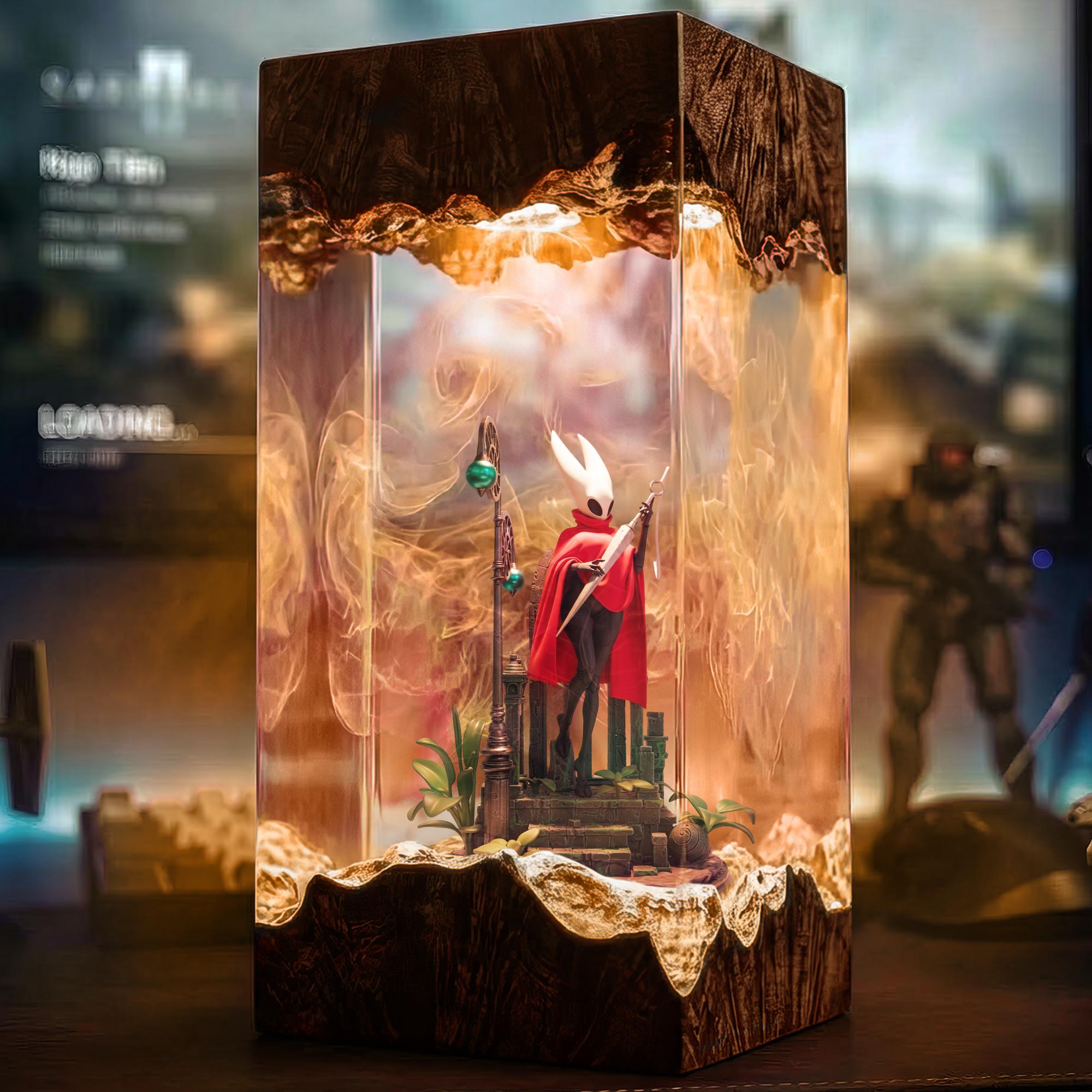 Hollow Knight Resin Lamp Handmade Epoxy Diorama Soul Battle Night Light Gamer Desk Decor Gift For Hollow Knight Fans-6