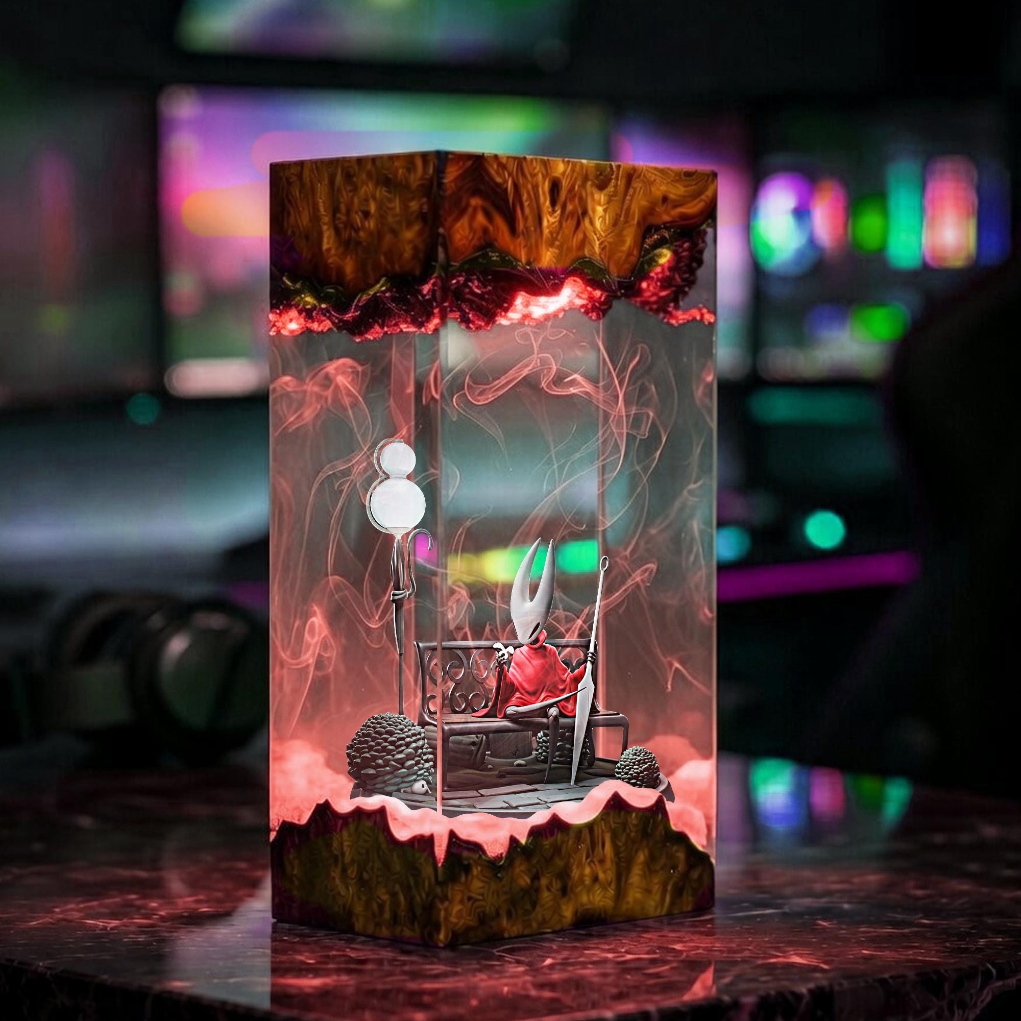 Hollow Knight Resin Lamp Hornet Diorama Night Light Silksong Epoxy Lamp Gaming Room Decor Gamer Gift Handmade Collectible Lamp-1