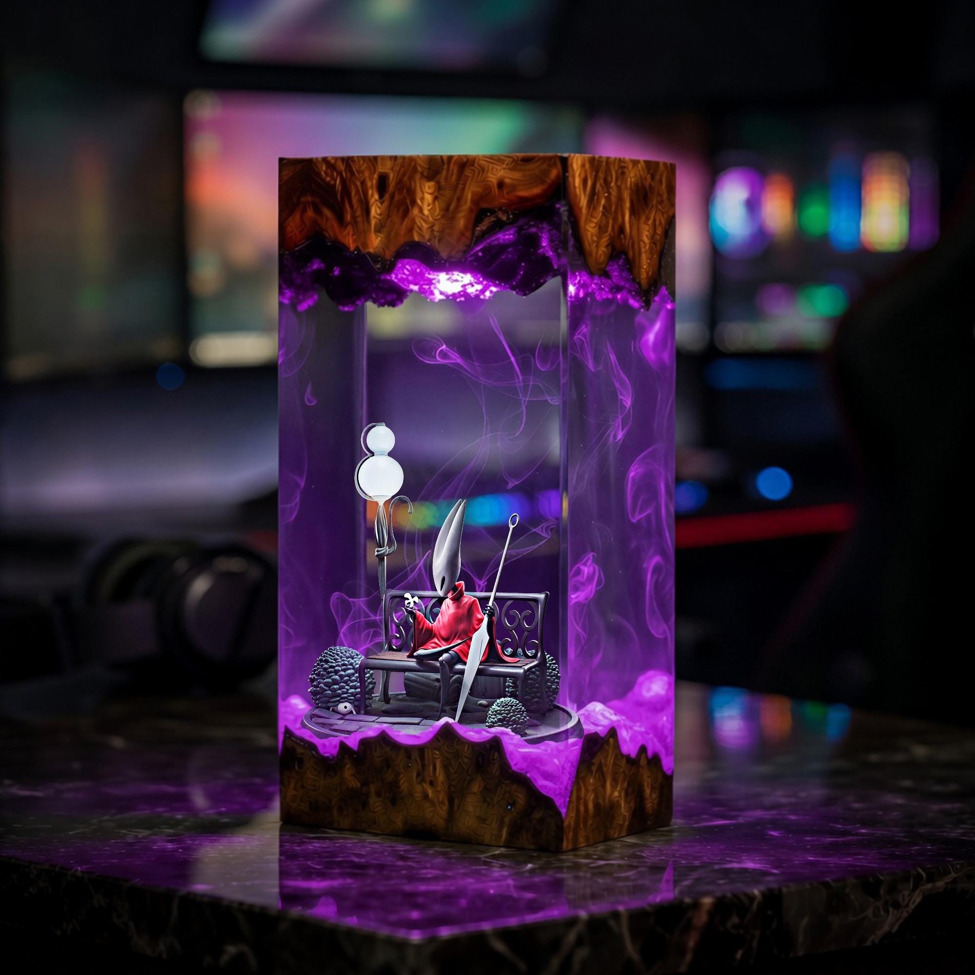 Hollow Knight Resin Lamp Hornet Diorama Night Light Silksong Epoxy Lamp Gaming Room Decor Gamer Gift Handmade Collectible Lamp-5