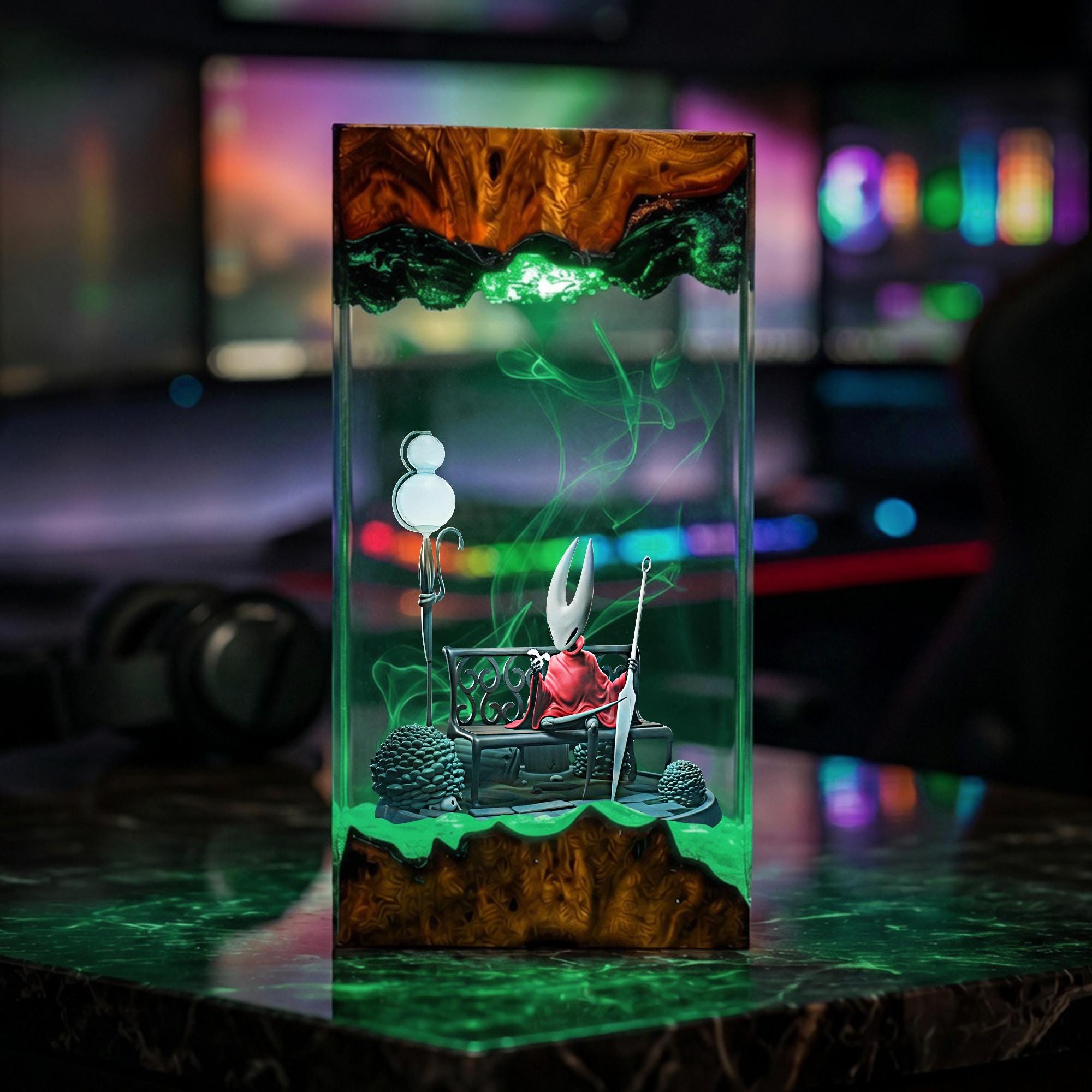 Hollow Knight Resin Lamp Hornet Diorama Night Light Silksong Epoxy Lamp Gaming Room Decor Gamer Gift Handmade Collectible Lamp-6