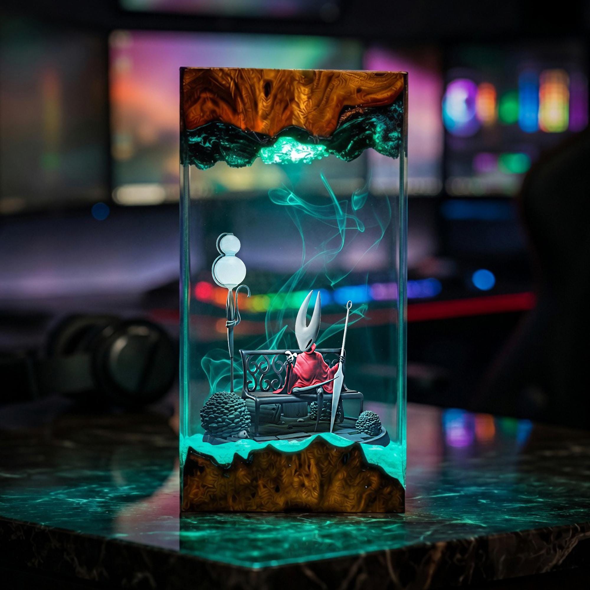 Hollow Knight Resin Lamp Hornet Diorama Night Light Silksong Epoxy Lamp Gaming Room Decor Gamer Gift Handmade Collectible Lamp-7