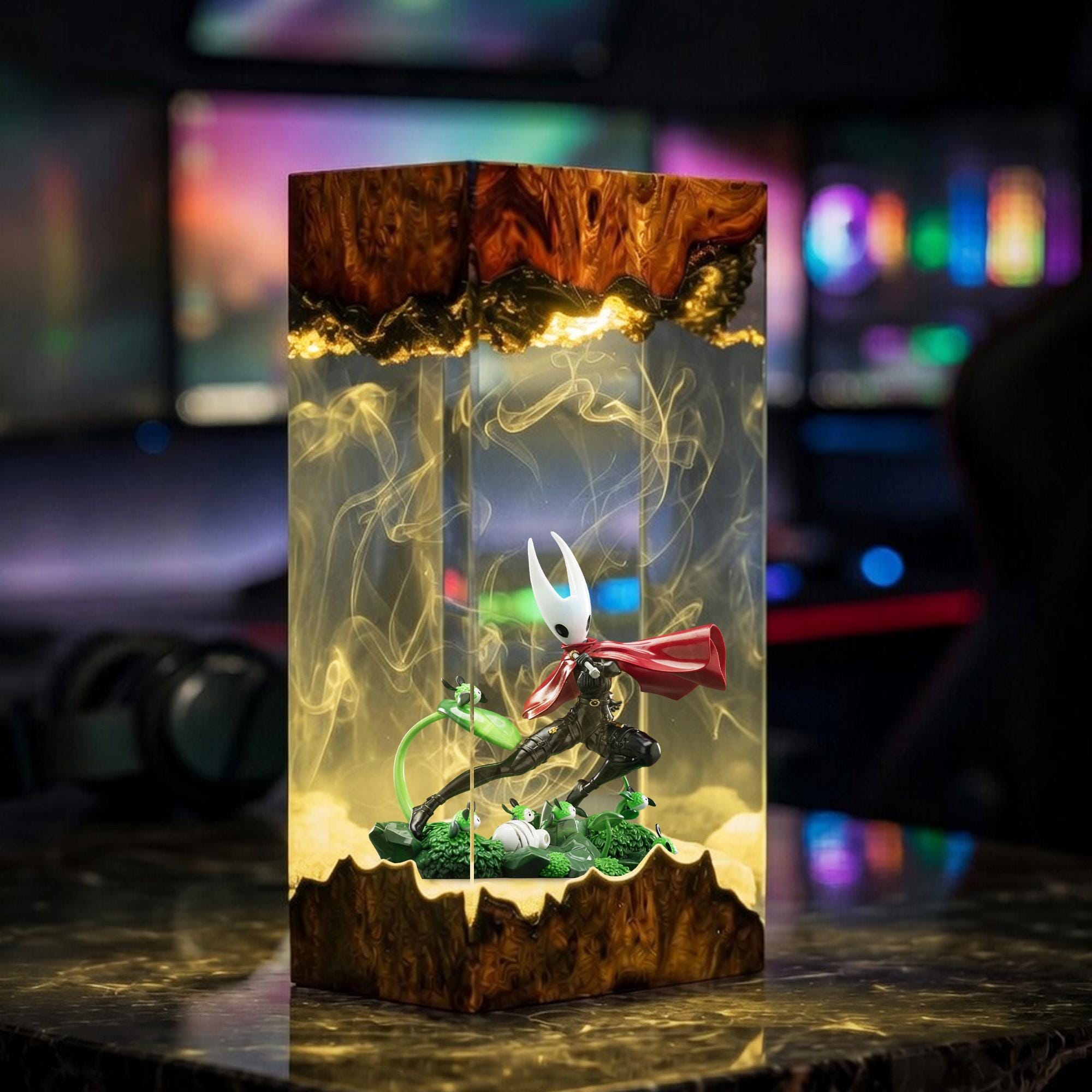 Hornet Resin Lamp Hollow Knight Diorama Light Epoxy Wood Night Light Gaming Decor Gamer Gift Handmade Unique Collectible Art-4
