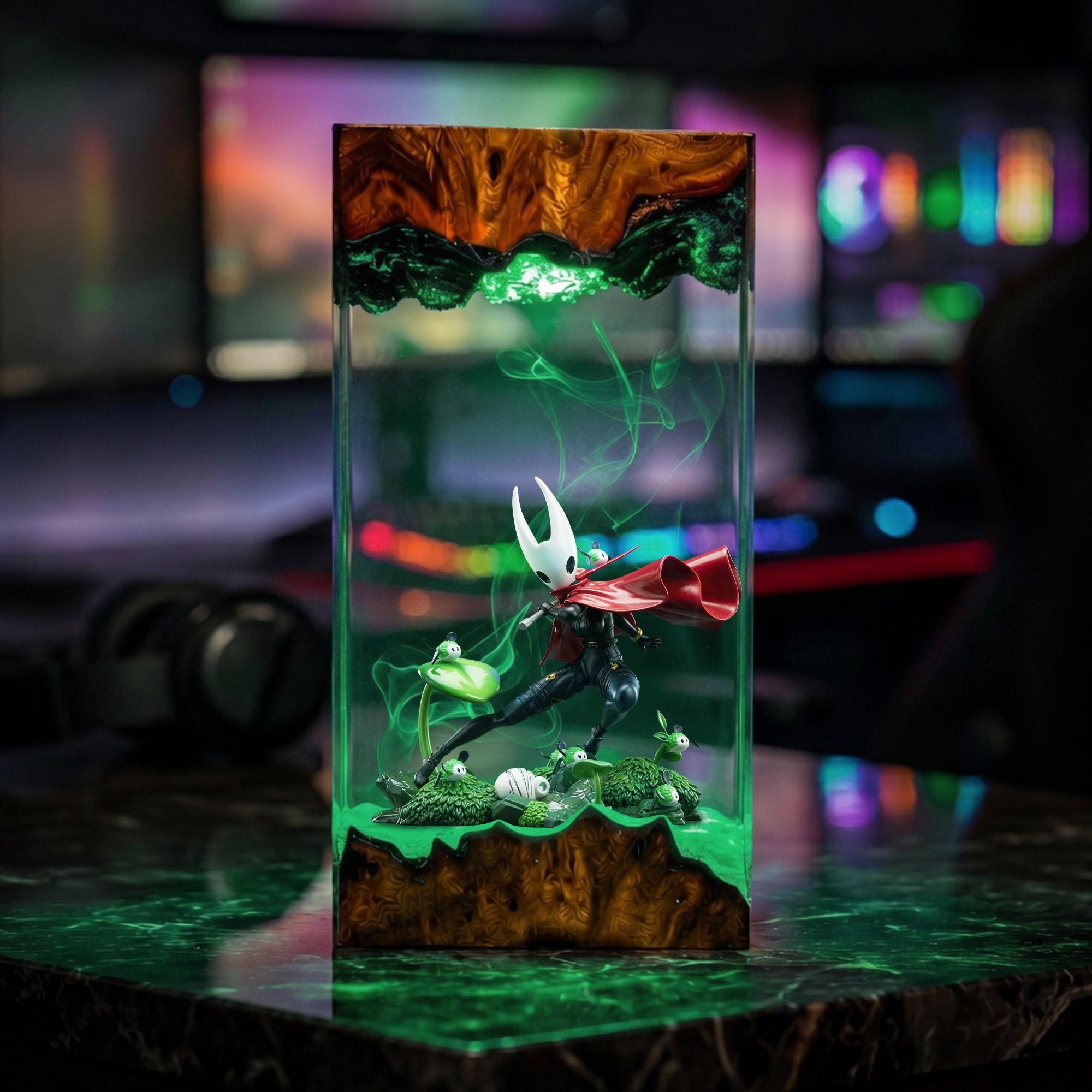 Hornet Resin Lamp Hollow Knight Diorama Light Epoxy Wood Night Light Gaming Decor Gamer Gift Handmade Unique Collectible Art-7