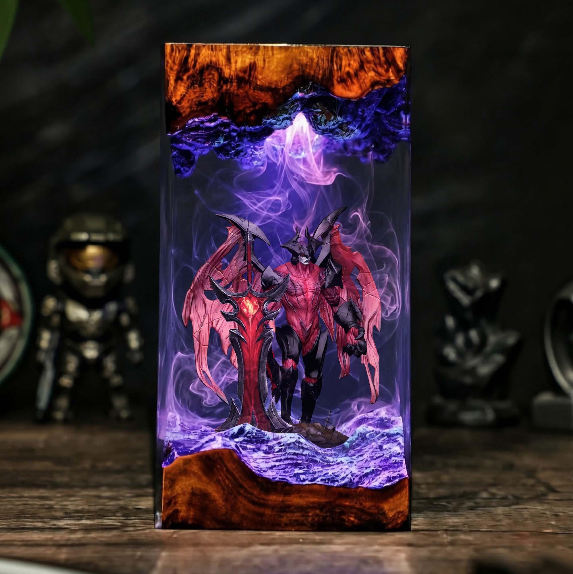 Lol Darkin Resin Lamp Moba Game Led Night Light Led Crystal Diorama Lol Desk Lamp Home Decor For Lol Fans Gift For Lol Gamer-2