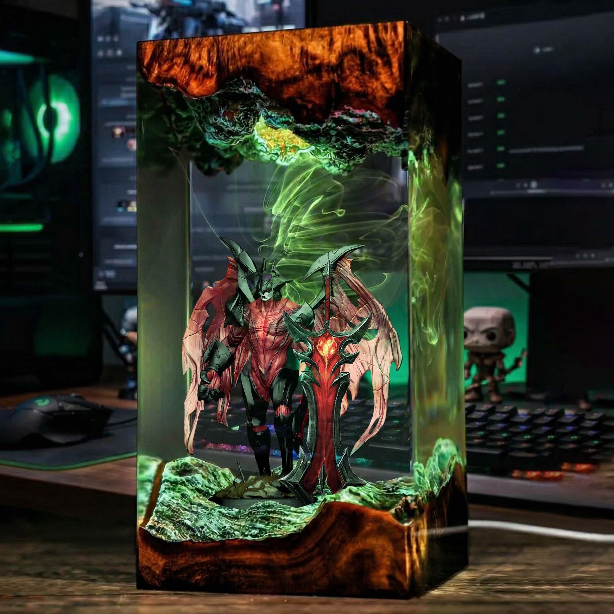 Lol Darkin Resin Lamp Moba Game Led Night Light Led Crystal Diorama Lol Desk Lamp Home Decor For Lol Fans Gift For Lol Gamer-5