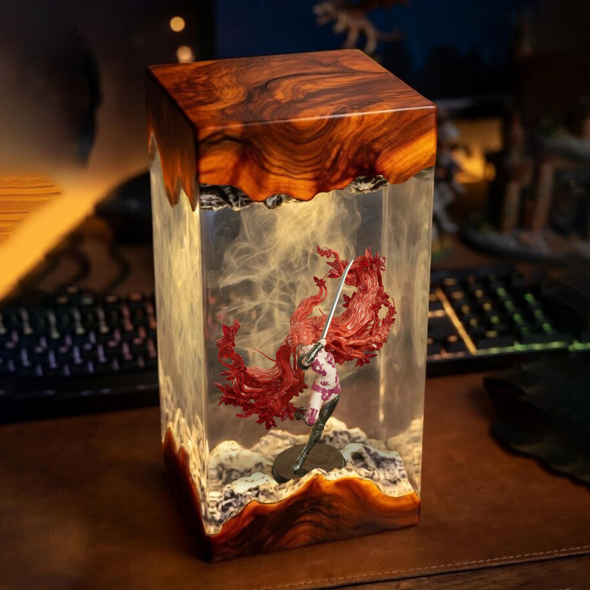 Malenia Resin Lamp Elden Ring Diorama Night Light Soulsborne Epoxy Lamp Gaming Decor Geek Gift Collectible Art-6