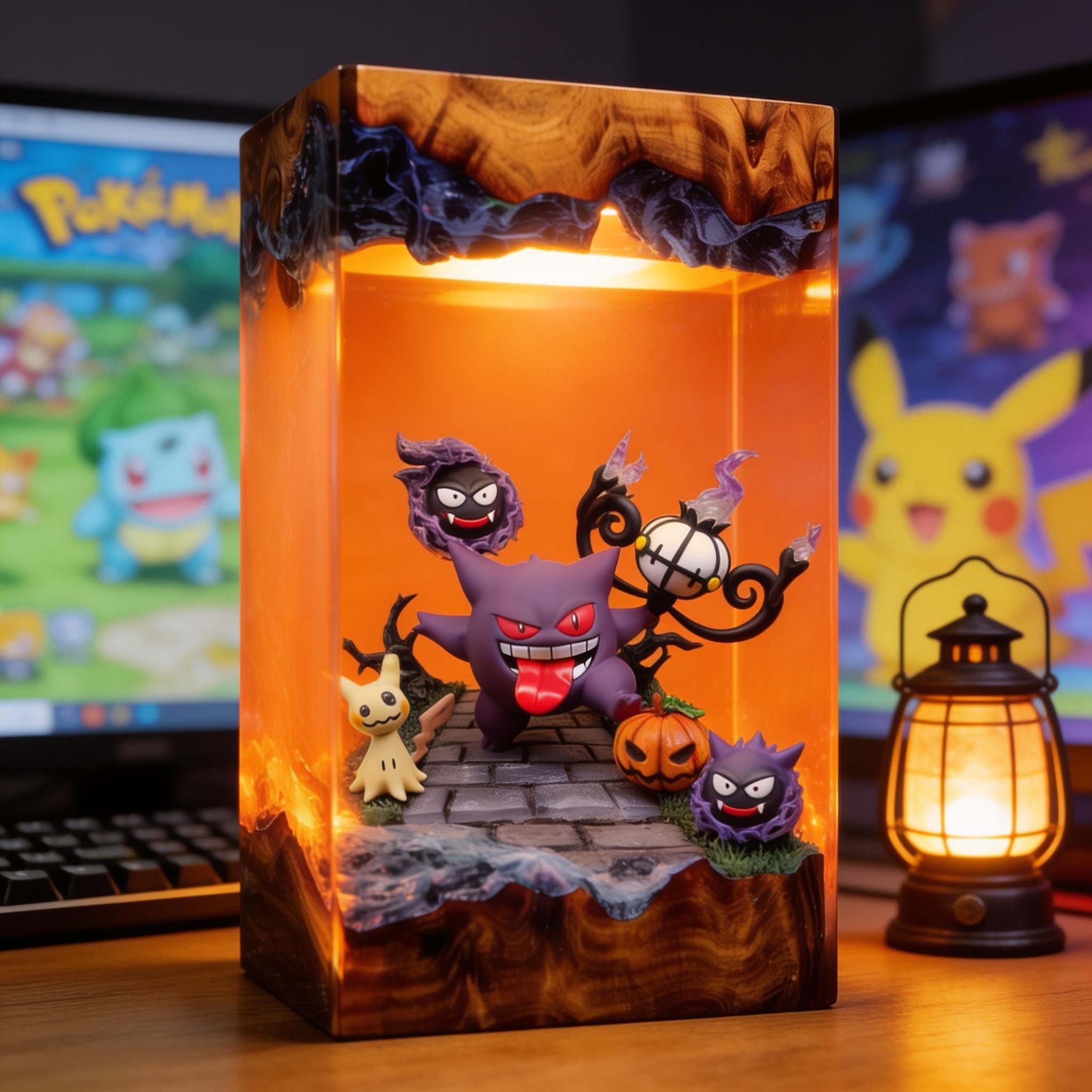 Pokemon Epoxy Lamp Gengar Evolution Resin Lamp Pokemon Gifts Resin Night Light Custom Anime Lamp Gift Fan Pokemon Birthday Gift-6