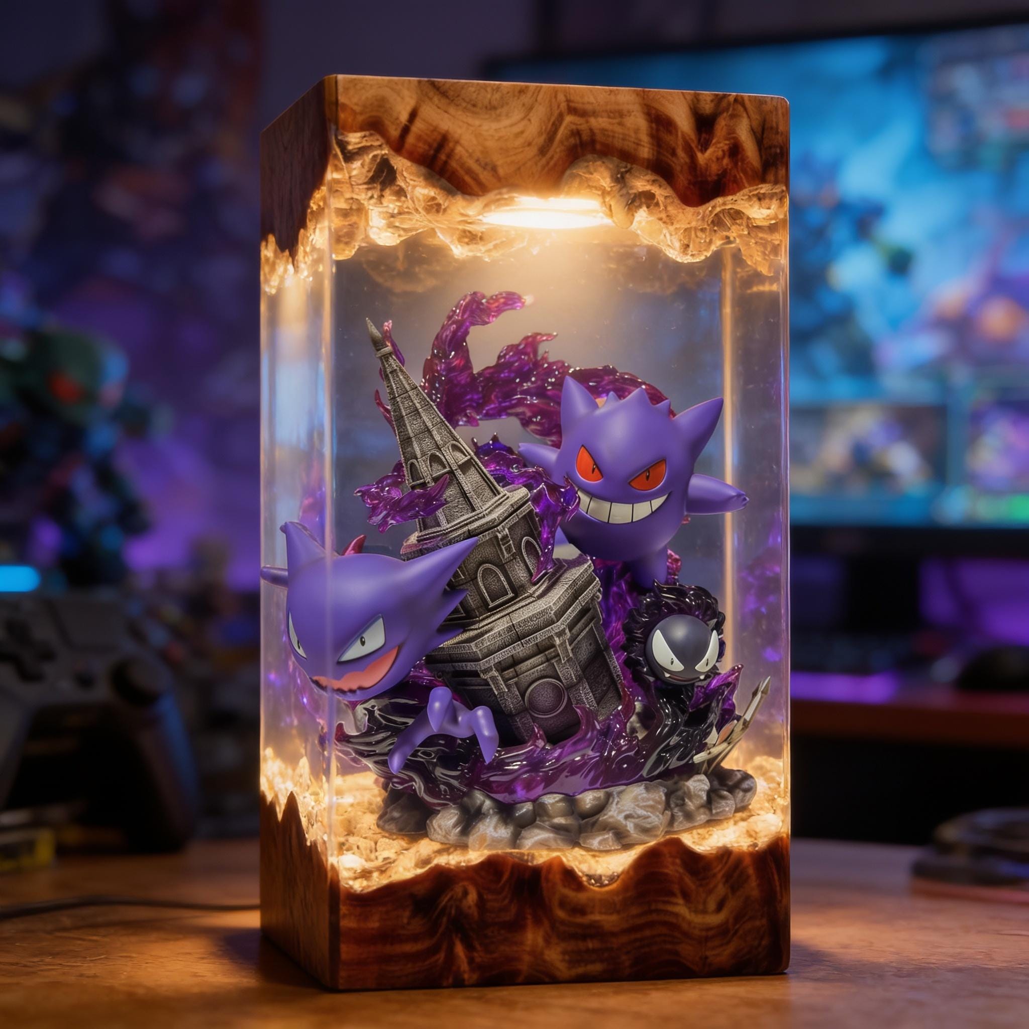 Pokemon Gengar Resin Lamp Unique Epoxy Night Light Anime Lamp Gift For Him Gengar Figure Father's Day Gift Ideas Gift For Dad-2