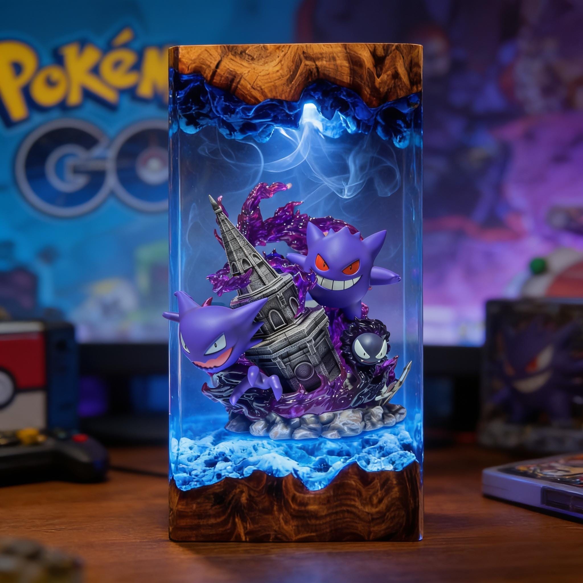 Pokemon Gengar Resin Lamp Unique Epoxy Night Light Anime Lamp Gift For Him Gengar Figure Father's Day Gift Ideas Gift For Dad-3