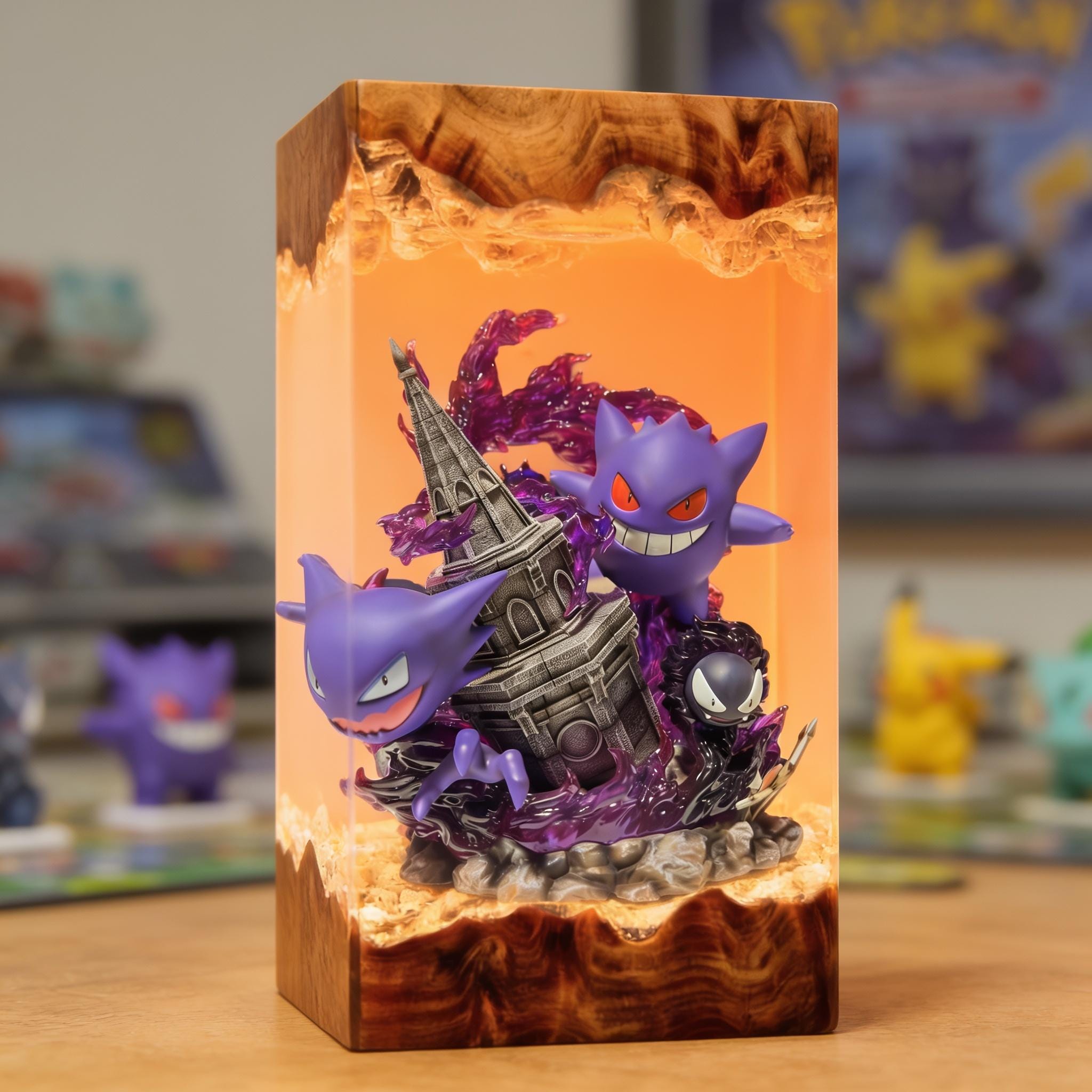 Pokemon Gengar Resin Lamp Unique Epoxy Night Light Anime Lamp Gift For Him Gengar Figure Father's Day Gift Ideas Gift For Dad-4