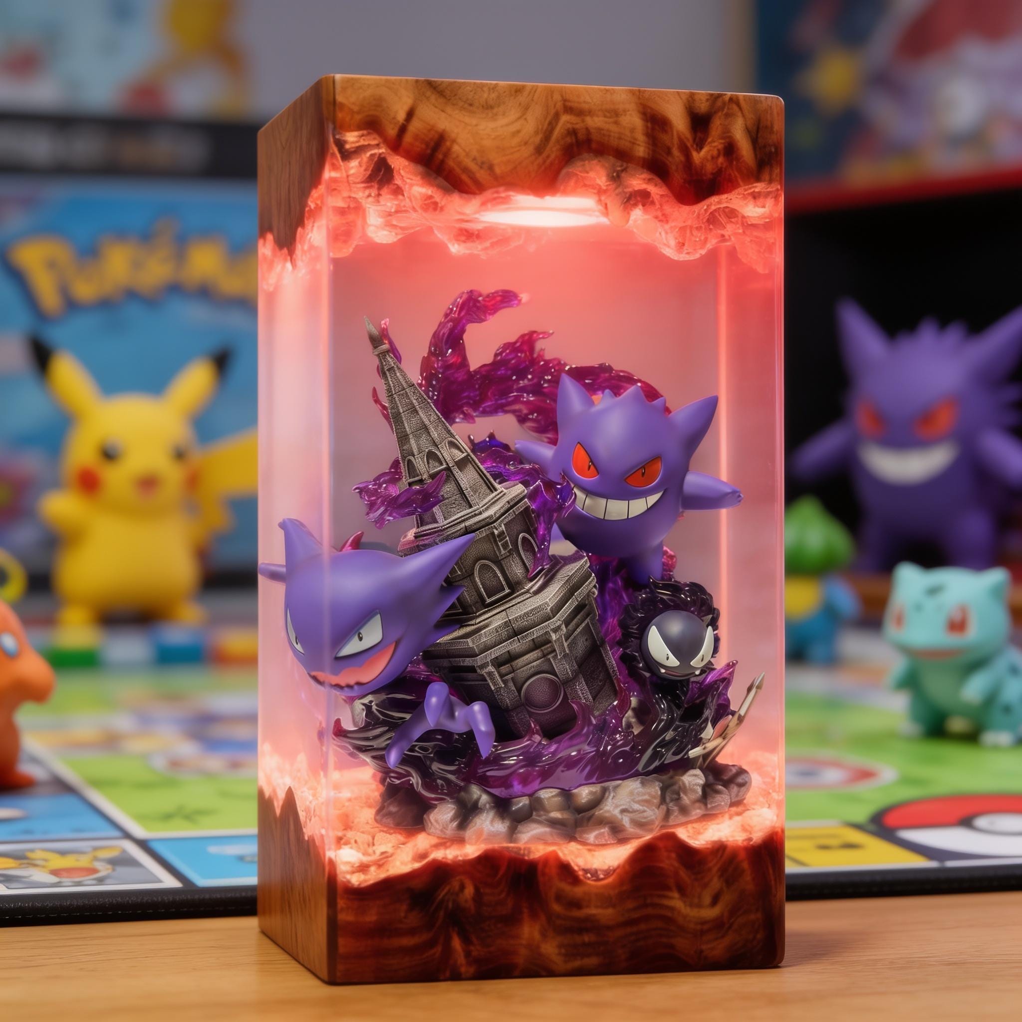 Pokemon Gengar Resin Lamp Unique Epoxy Night Light Anime Lamp Gift For Him Gengar Figure Father's Day Gift Ideas Gift For Dad-5