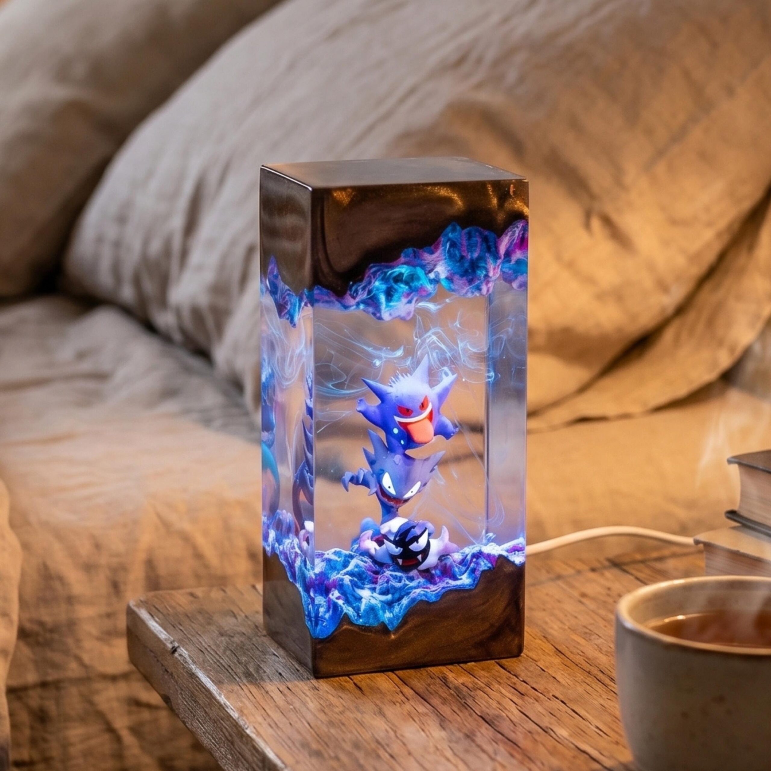 Pokemon Gengar Resin Lamp Unique Epoxy Night Light P0kemon Resin Lamp Gift For Him Gengar Figure Father's Day Gift Ideas Gift For Dad-4