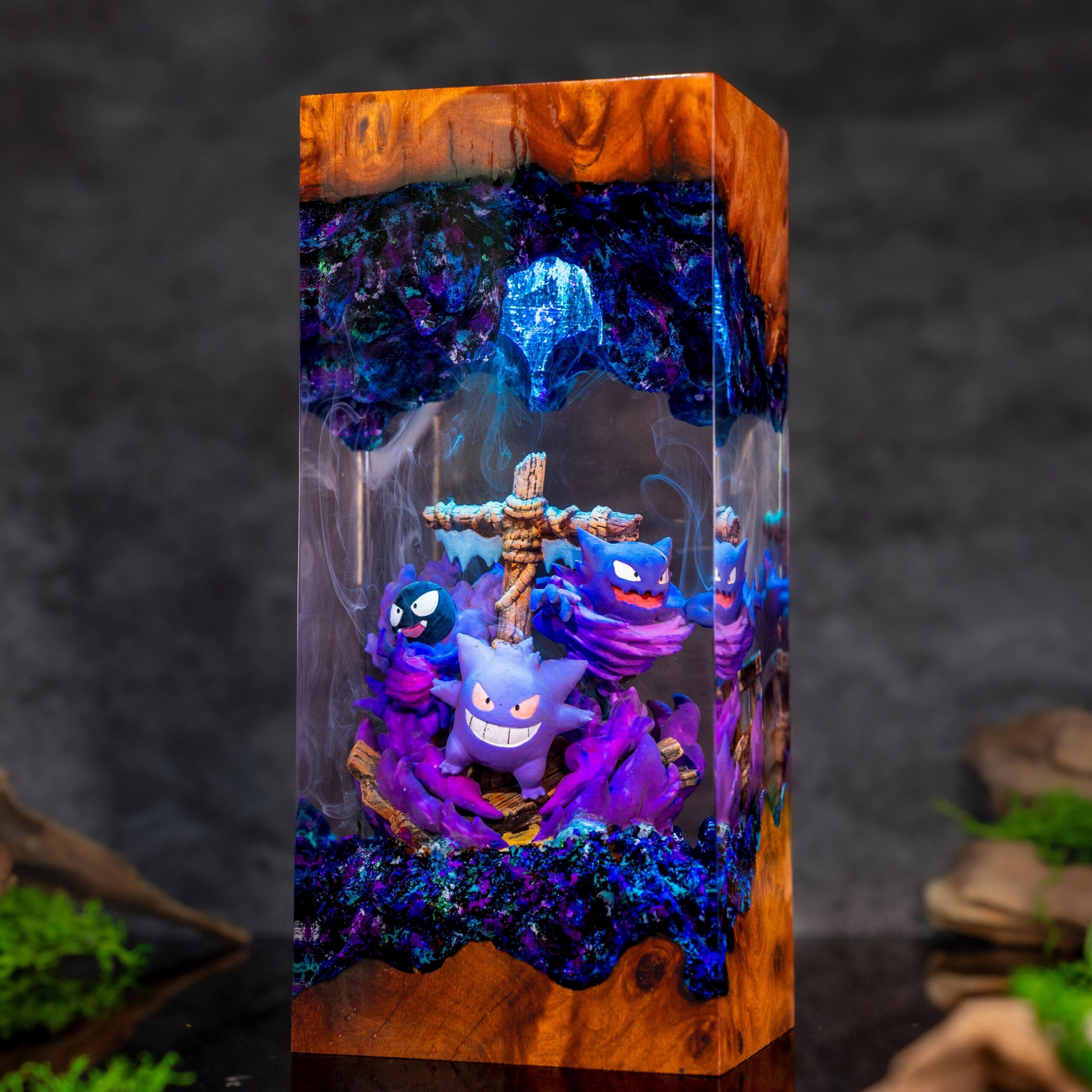 Pokemon Gengar Resin Lamp Unique Epoxy Night Light P0kemon Resin Lamp Gift For Him Gengar Figure Father's Day Gift Ideas Gift For Dad-5