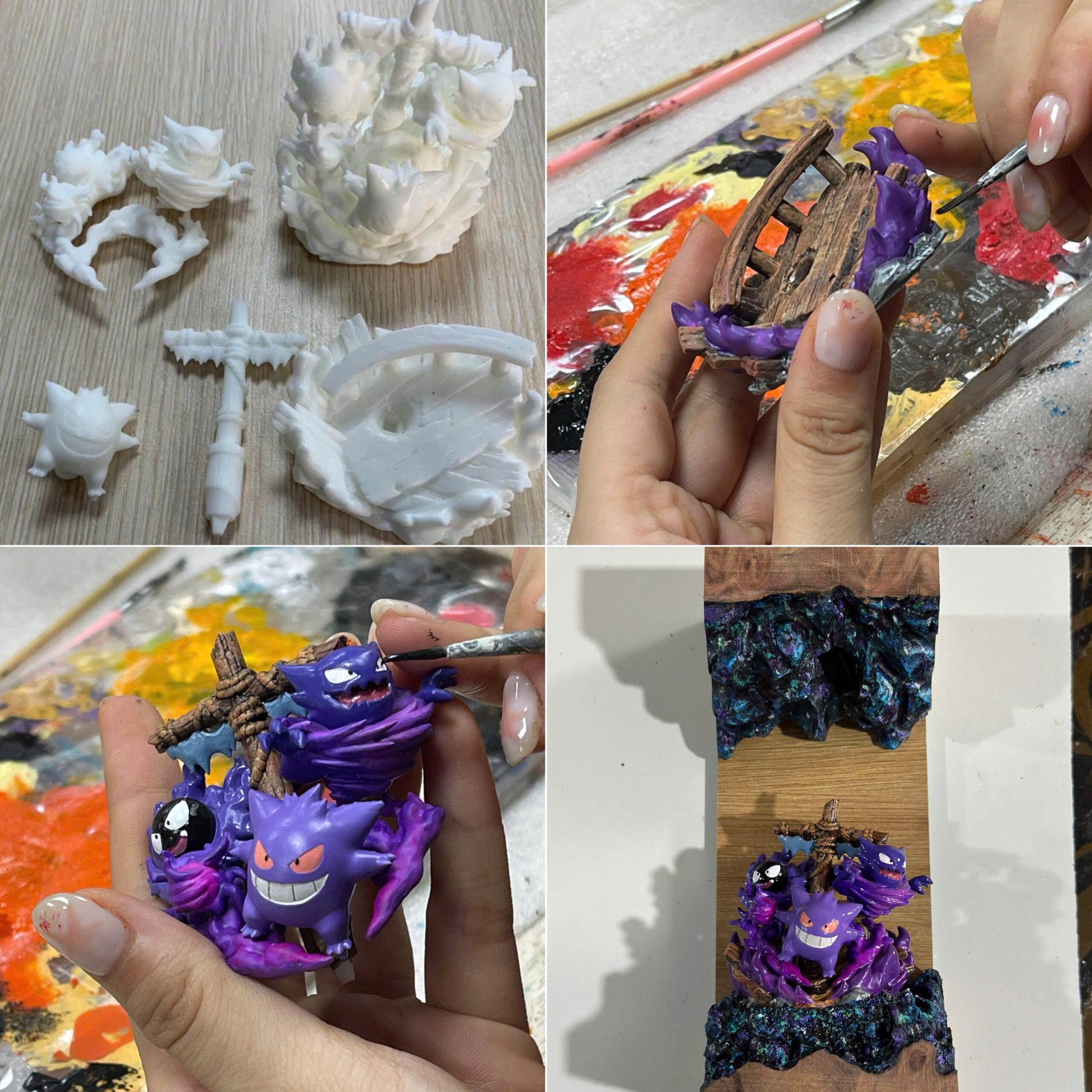 Pokemon Gengar Resin Lamp Unique Epoxy Night Light P0kemon Resin Lamp Gift For Him Gengar Figure Father's Day Gift Ideas Gift For Dad-8