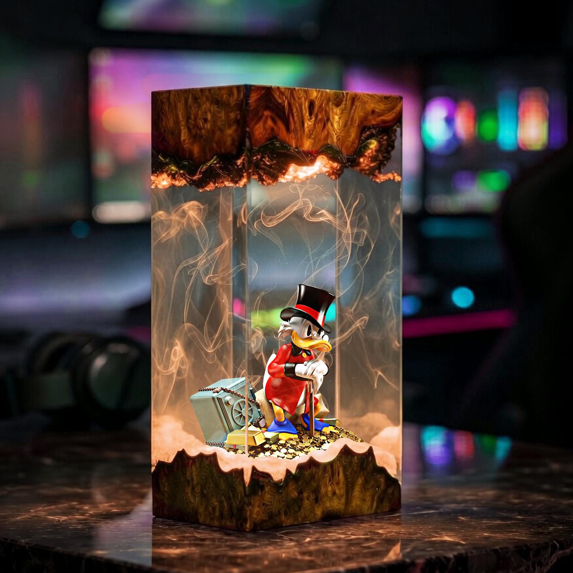 Scrooge Mcduck Resin Lamp Ducktales Diorama Night Light Money Bin Epoxy Lamp Cartoon Character Desk Decor Unique Gift For Him-3