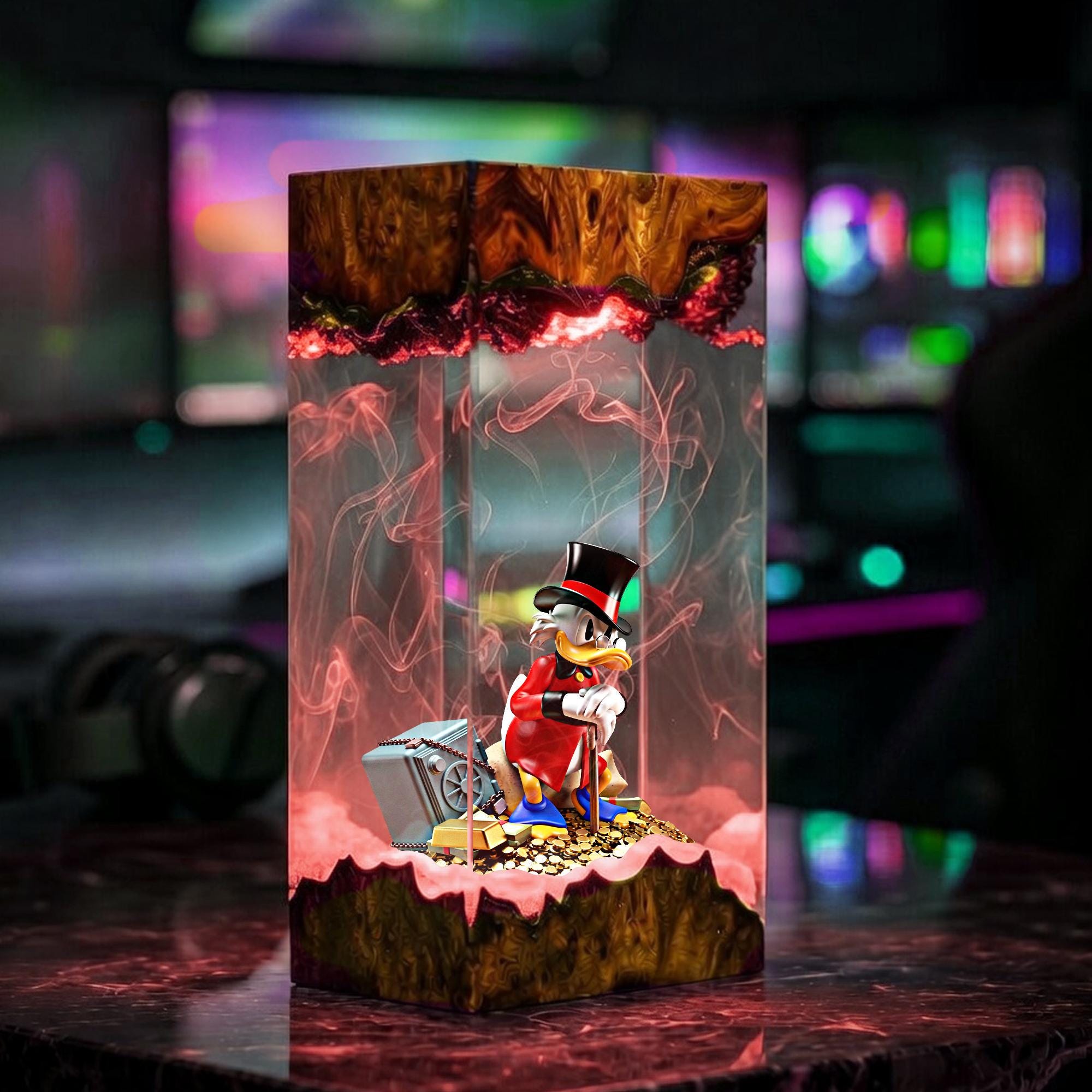 Scrooge Mcduck Resin Lamp Ducktales Diorama Night Light Money Bin Epoxy Lamp Cartoon Character Desk Decor Unique Gift For Him-4