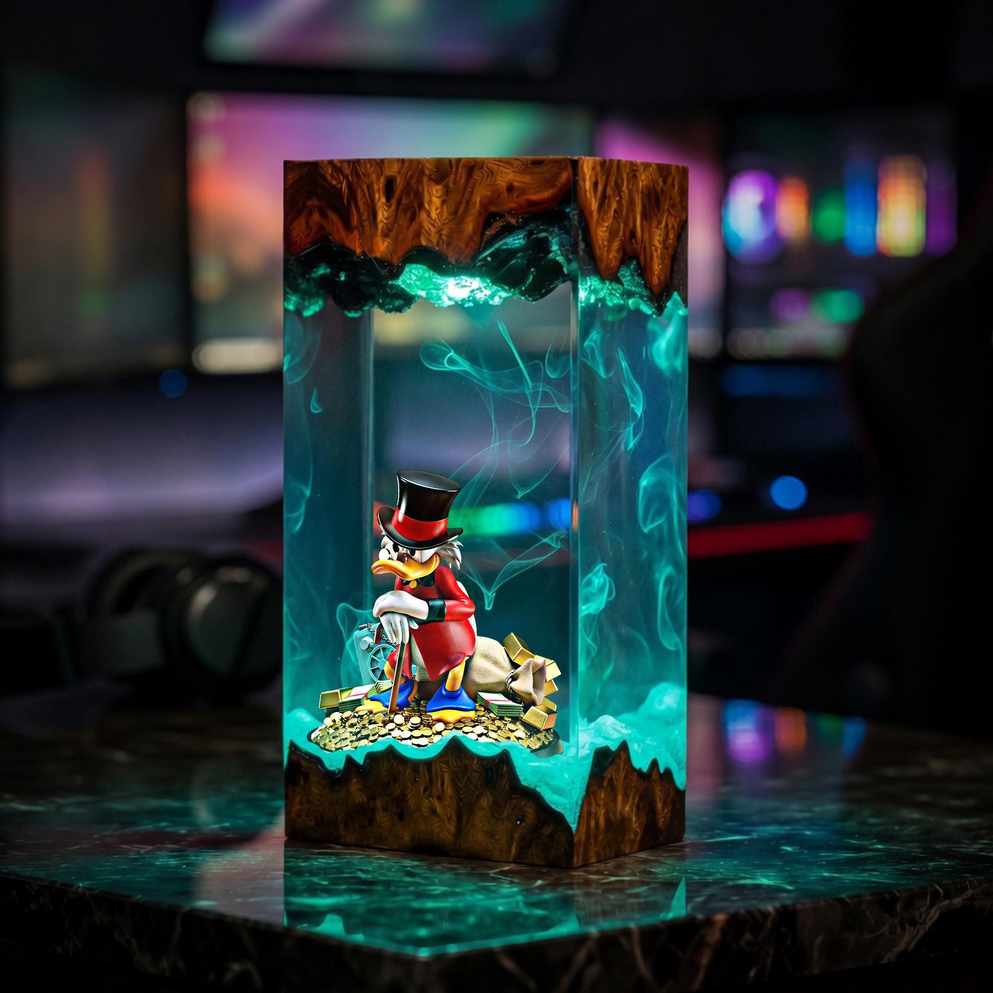 Scrooge Mcduck Resin Lamp Ducktales Diorama Night Light Money Bin Epoxy Lamp Cartoon Character Desk Decor Unique Gift For Him-5