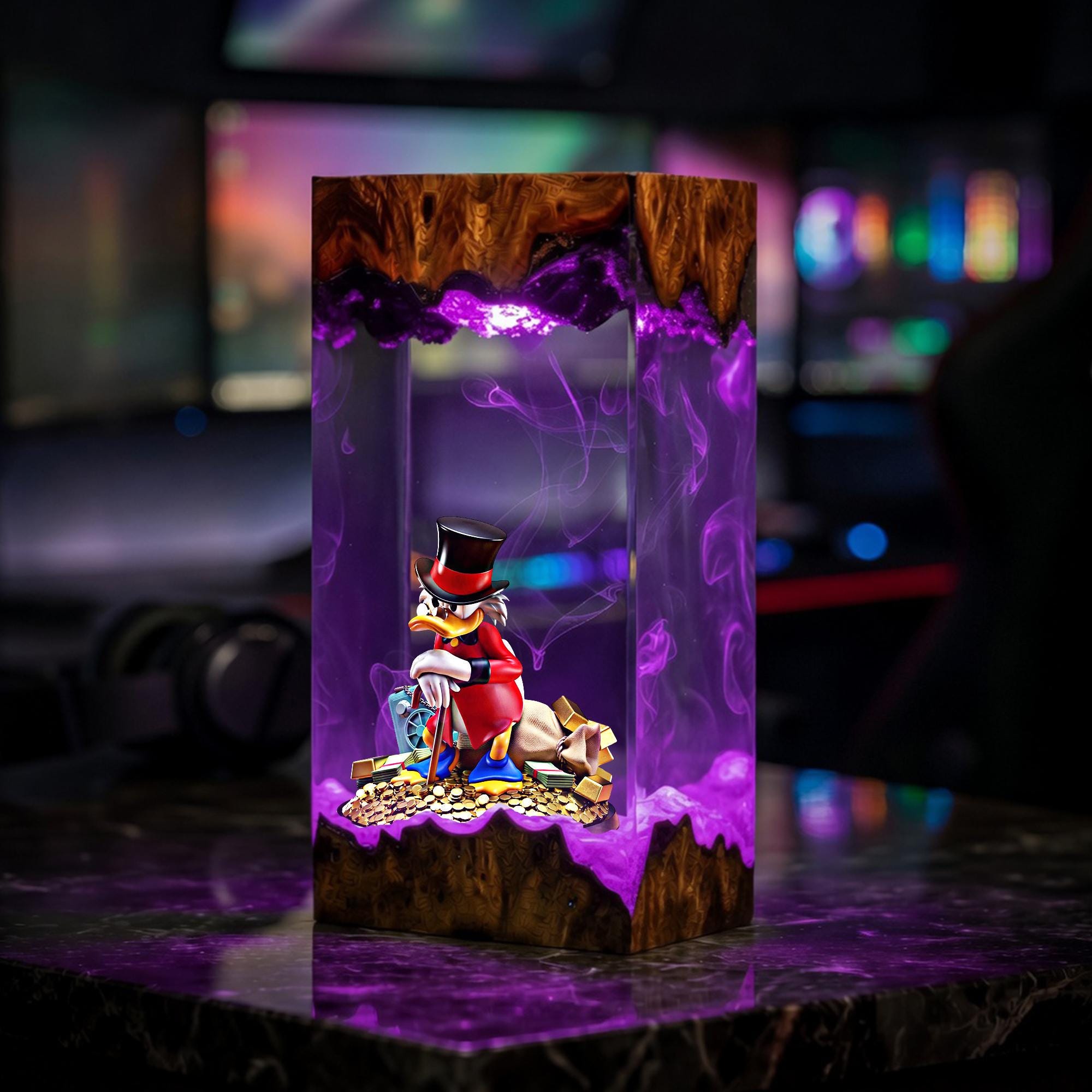 Scrooge Mcduck Resin Lamp Ducktales Diorama Night Light Money Bin Epoxy Lamp Cartoon Character Desk Decor Unique Gift For Him-6