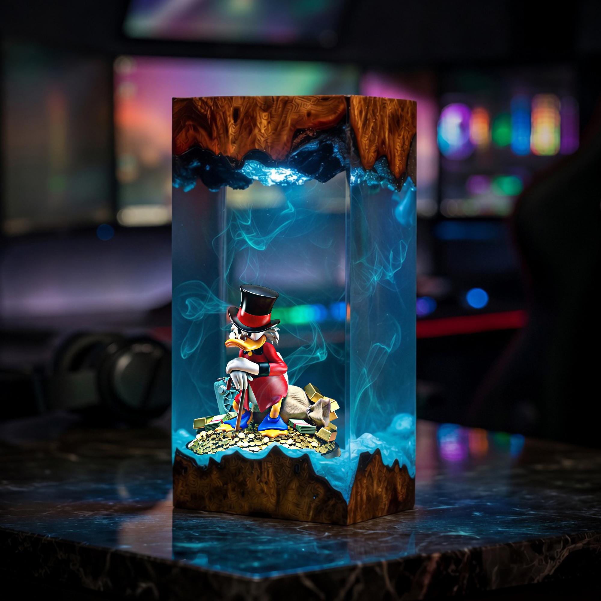 Scrooge Mcduck Resin Lamp Ducktales Diorama Night Light Money Bin Epoxy Lamp Cartoon Character Desk Decor Unique Gift For Him-7