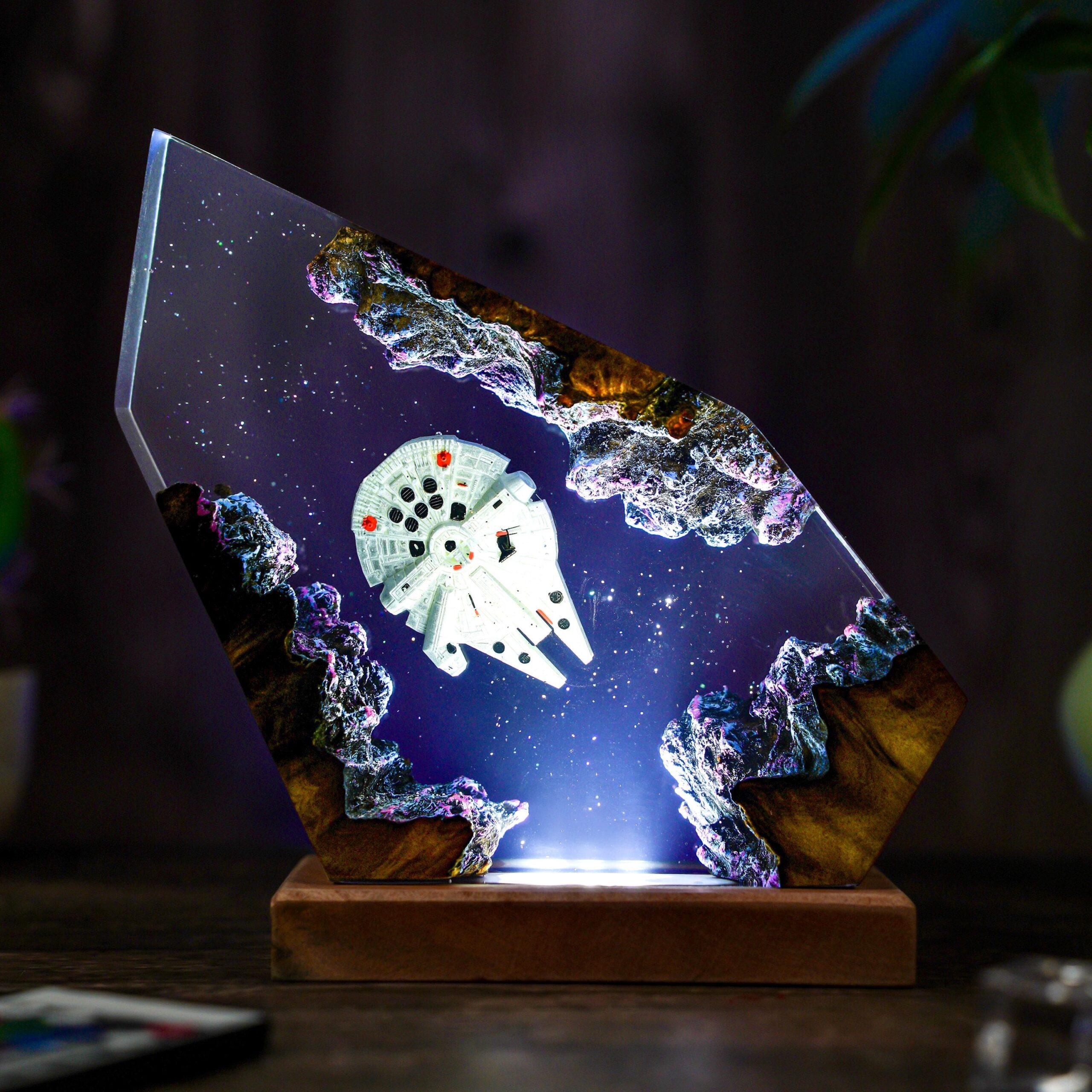 Space Galaxy Resin Lamp Wood Epoxy Night Light Epoxy Night Lamp For Spacecraft Interstellar Resin Lamp Hallowen Gift-1