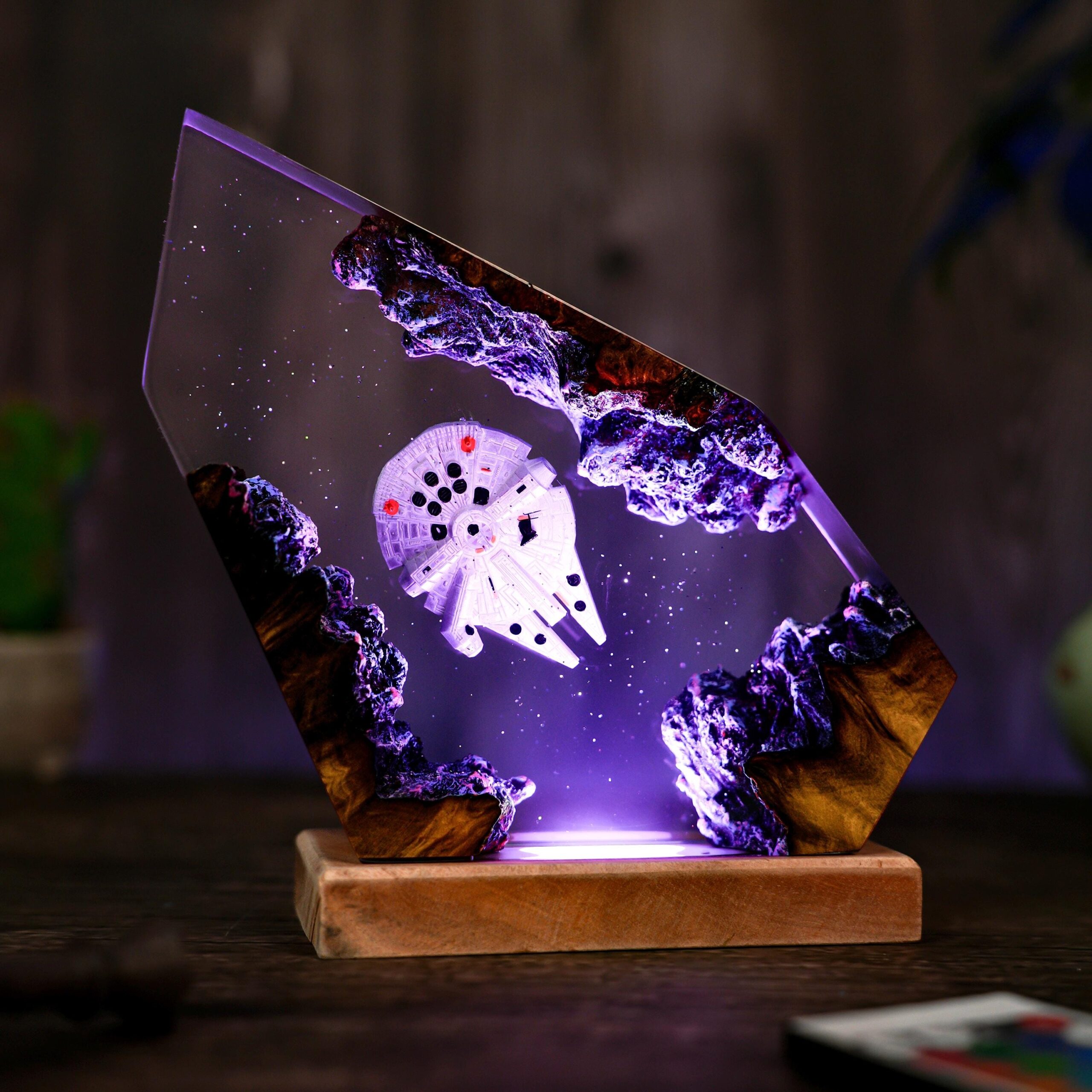 Space Galaxy Resin Lamp Wood Epoxy Night Light Epoxy Night Lamp For Spacecraft Interstellar Resin Lamp Hallowen Gift-2